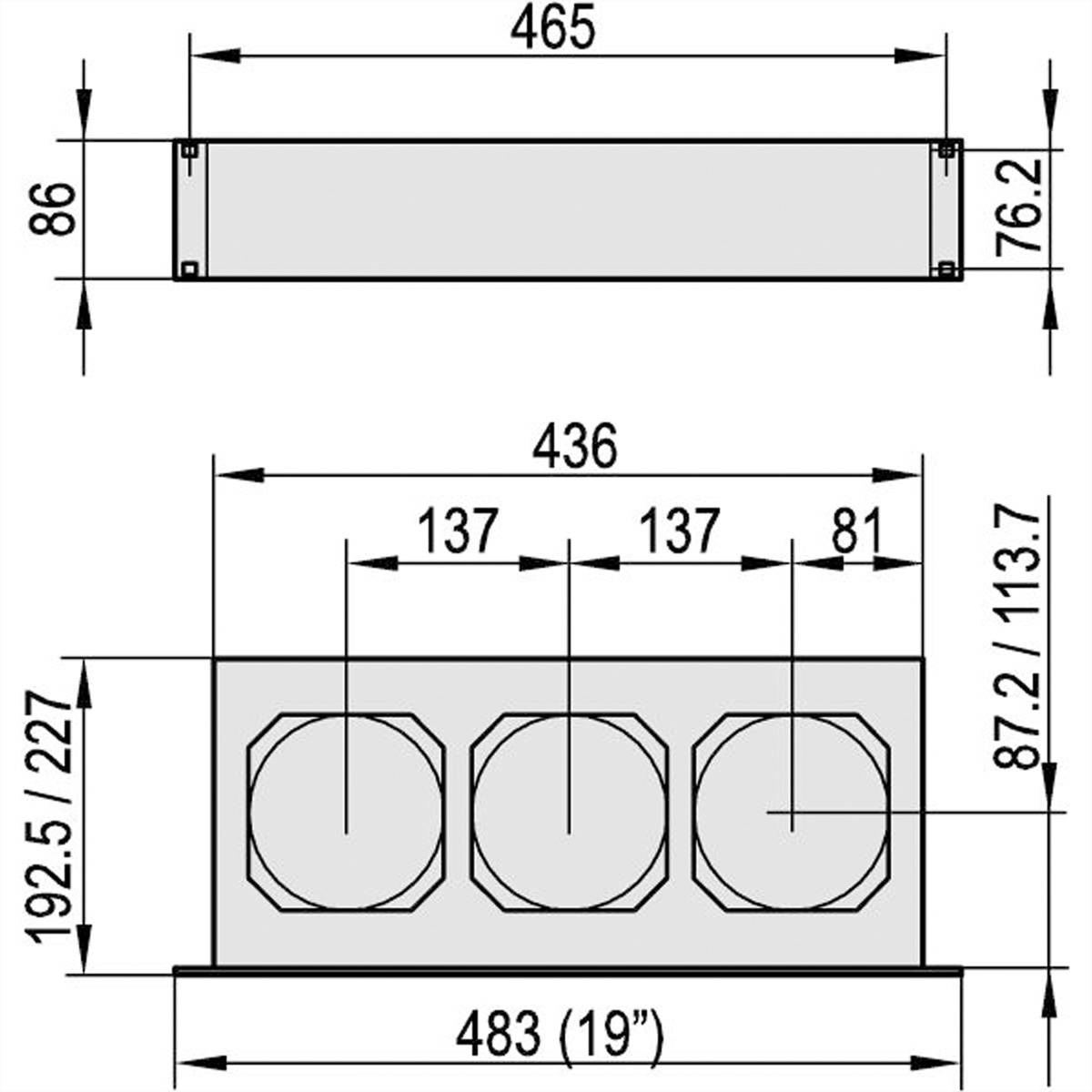 SCHROFF 19" Drucklüfter 2 HE für Kartentiefe 160 mm - DRUCKLUEFTER 160 2HE 115V