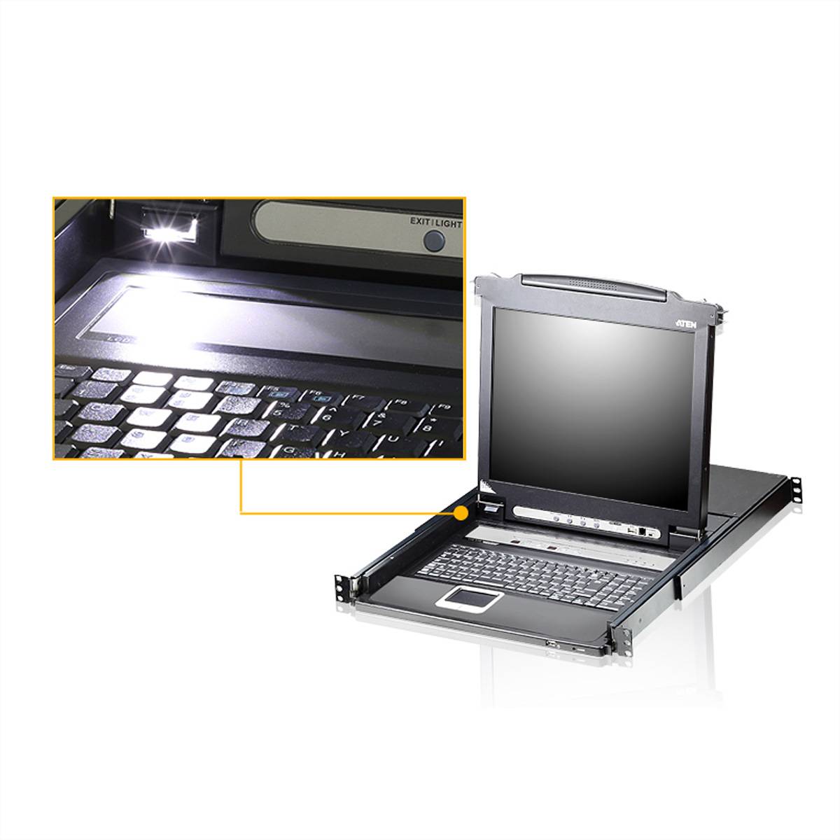 ATEN CL5716MW (D) 43cm wide LCD KVM Switch, USB-PS/2,VGA, 16 Port, Tastaturlayout DE