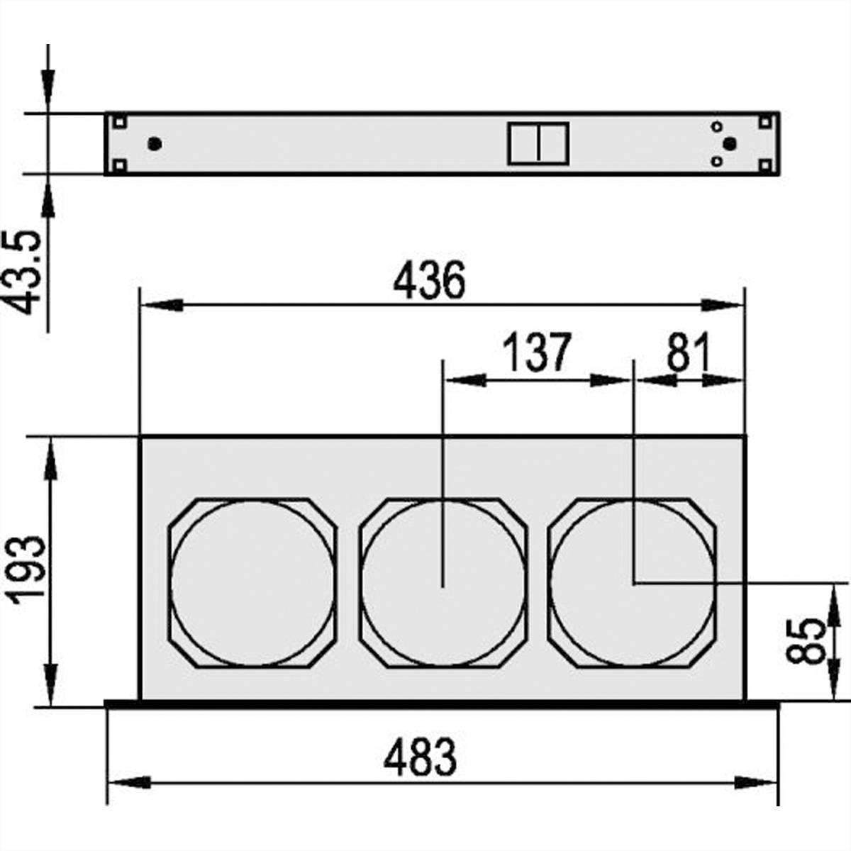 SCHROFF 19" Umlüfter, 3 Ventilatoren, 1 HE - UMLUEFTER 19"M.SCH. 230V