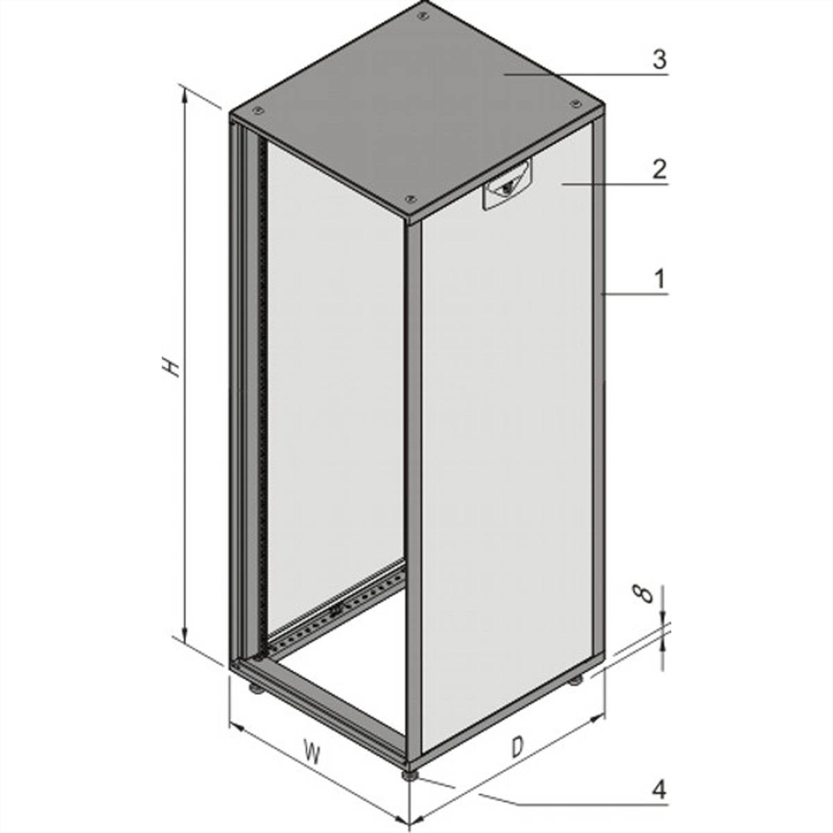 SCHROFF 19"-Schrank, Tür- und Rückwandkombination frei wählbar - NOVASTAR 25HE553B600T 7021-35