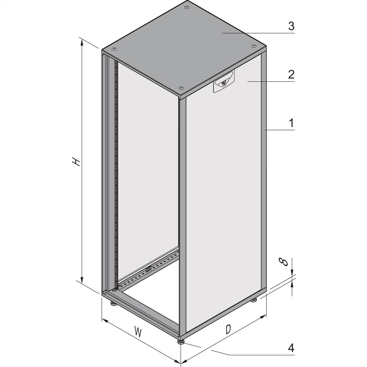SCHROFF 19"-Schrank, Tür- und Rückwandkombination frei wählbar - NOVASTAR 25HE553B600T 7021-35