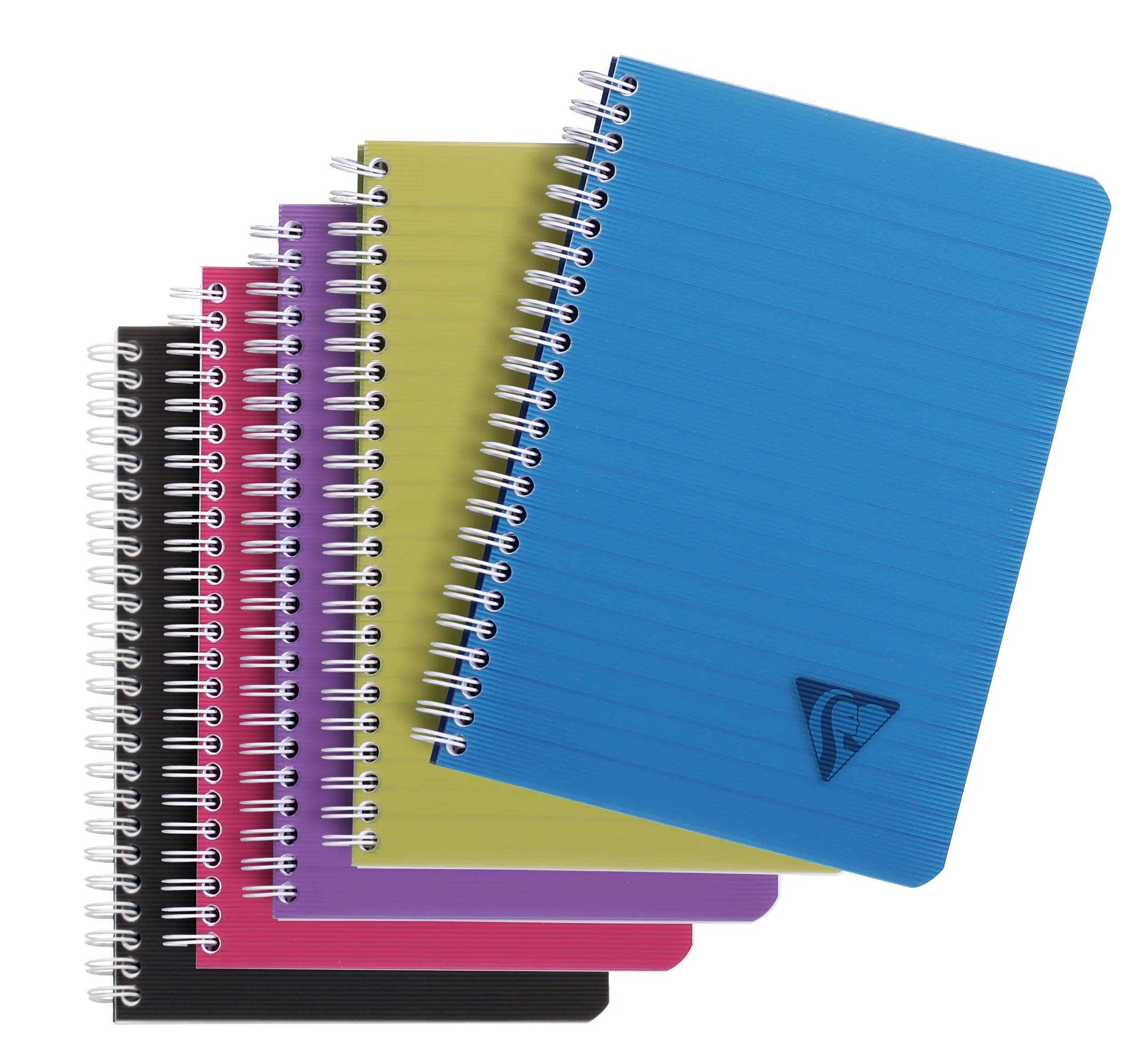 Clairefontaine 5x Spiralheft A5 90 Blatt 90g liniert Einband sortiert 329546C