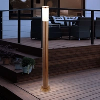Stehleuchte Außenleuchte Gartenlampe Standleuchte Wegelampe Terrasse IP44, Edelstahl holzoptik, 1x E27 Fassung, DxH 12,7x110 cm Stehleuchte Außenleuchte Gartenlampe Standleuchte Wegelampe Terrasse IP44, Edelstahl holzoptik, 1x E27 Fassung, DxH 12,7x110 cm