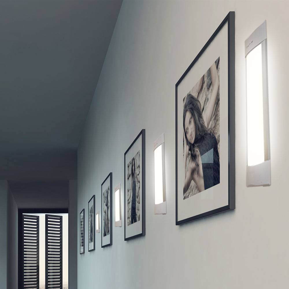 Wandleuchte Wandlampe Flurleuchte Treppenhauslampe Wohnzimmerleuchte, weiß, LED 10W 1200Lm warmweiß, LxBxH 30x7,4x2,4cm, 4er Set