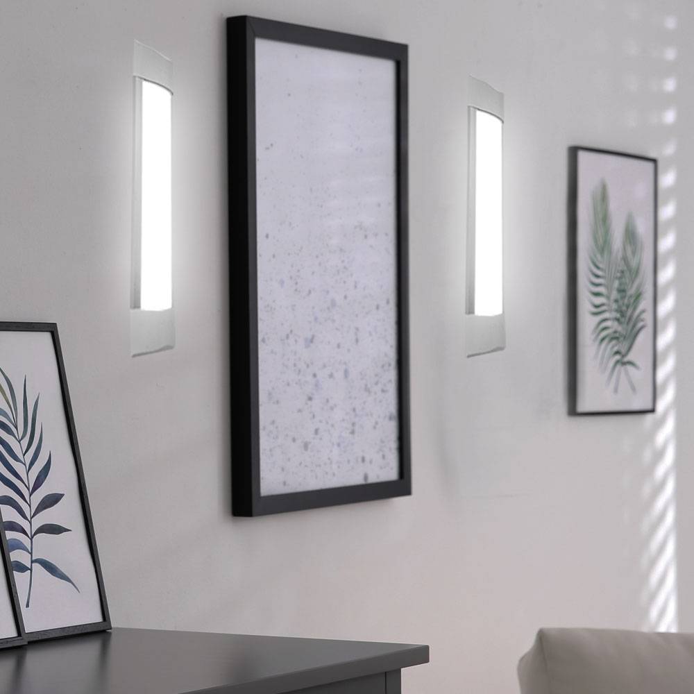 Wandleuchte Wandlampe Flurleuchte Treppenhauslampe Wohnzimmerleuchte, weiß, LED 10W 1200Lm warmweiß, LxBxH 30x7,4x2,4cm, 4er Set