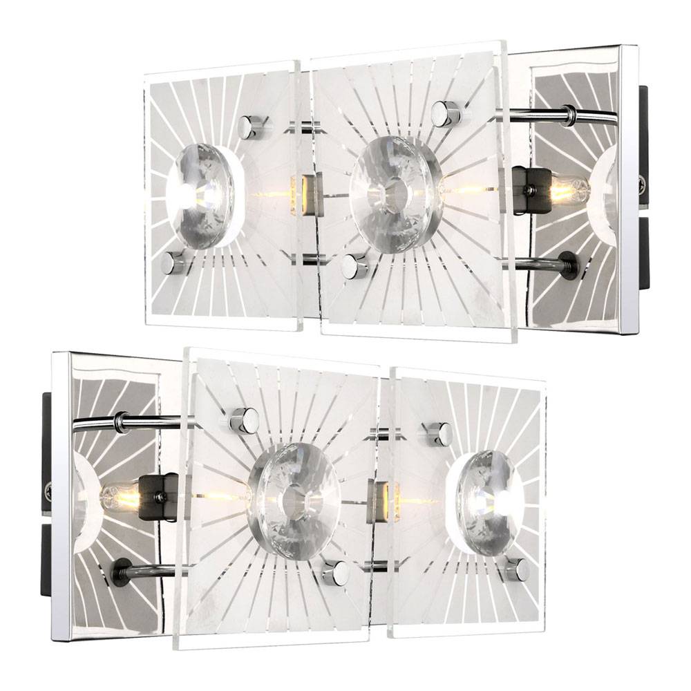Wandleuchte Kristalle Kristallleuchte Wand Modern Wandlampe Glas Chrom, satiniert, 2-Flammig G9 Fassung, LxBxH 24x11x10 cm, 2er Set