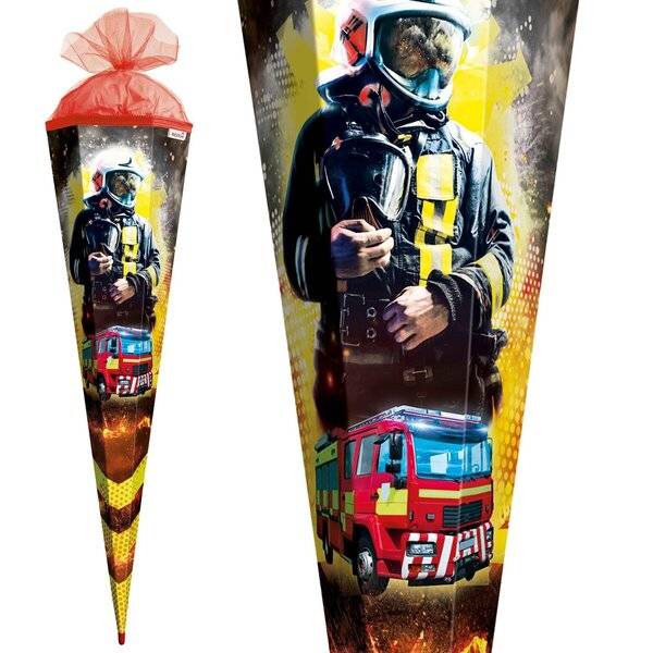 Schultüte Feuerwehrmann - sechseckig 85 cm