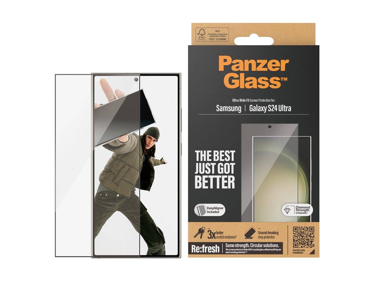 PanzerGlass - Bildschirmschutz für Handy - ultrabreite Passform mit EasyAligner