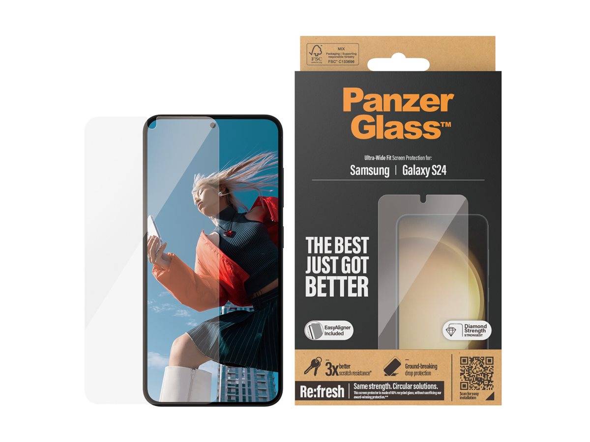 PanzerGlass - Bildschirmschutz für Handy - ultrabreite Passform mit EasyAligner