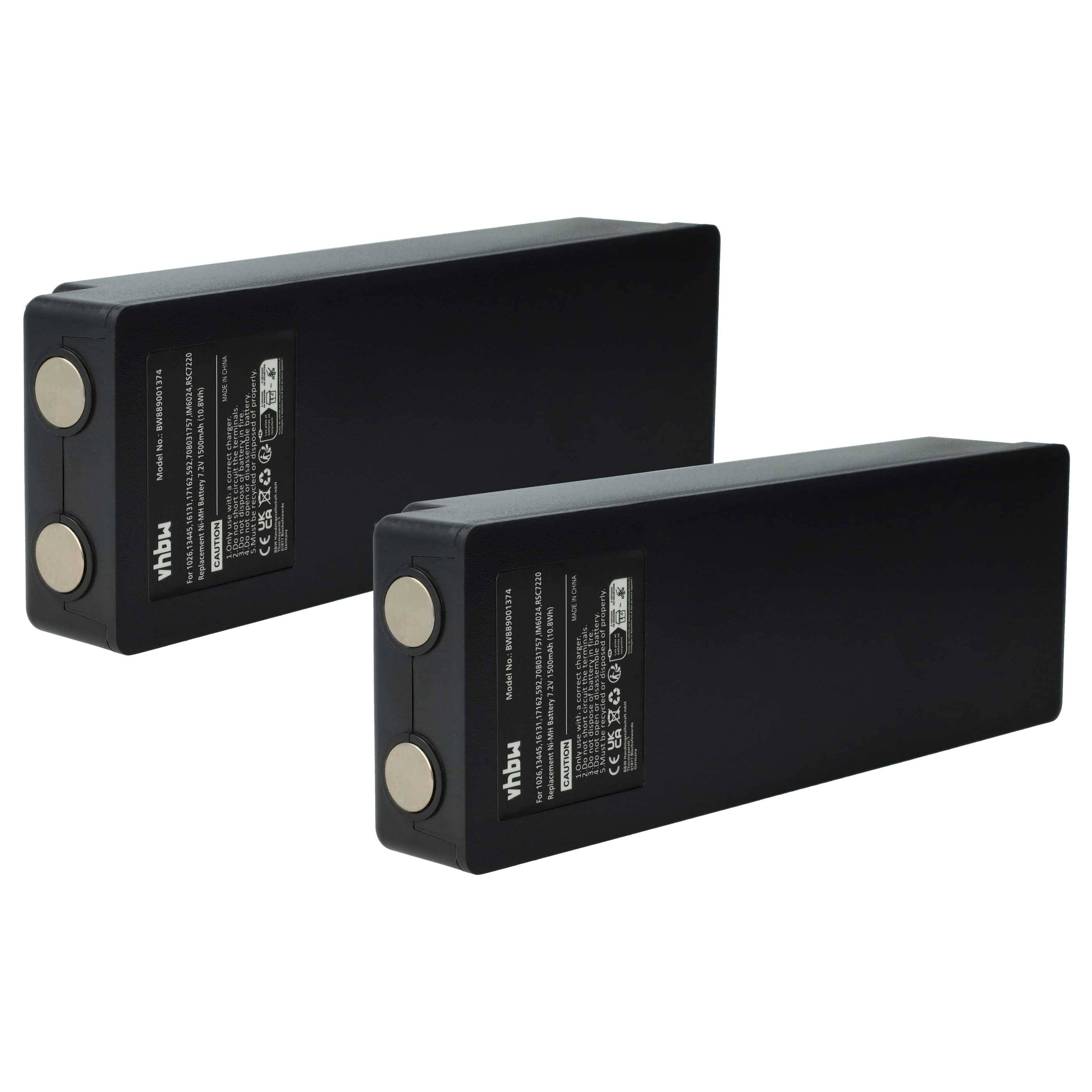 vhbw 2x Akku kompatibel mit Scanreco RSC7230, YWW0439 Industrie-Funkfernsteuerung Fernbedienung (1500 mAh, 7,2 V, NiMH) - Schwarz