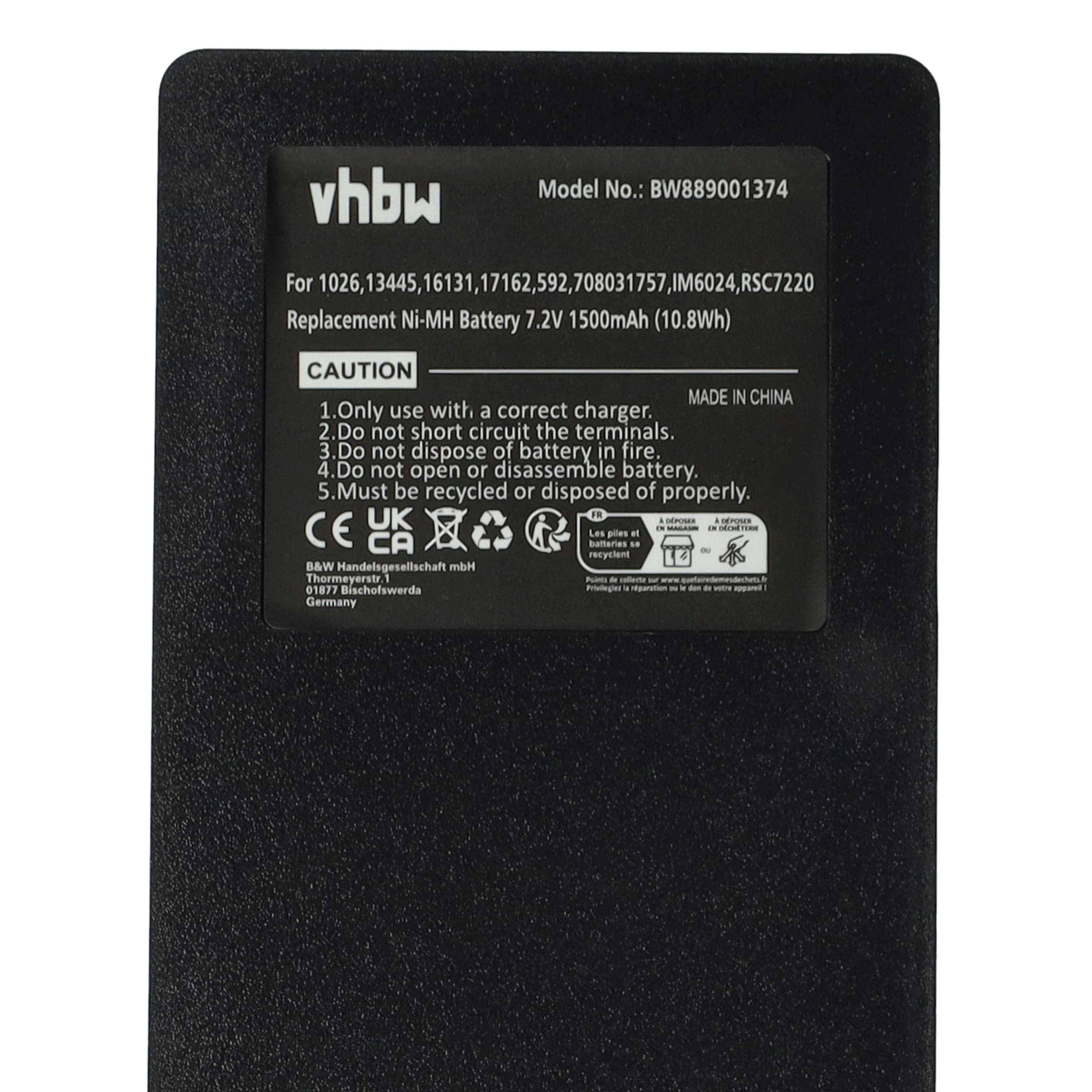 vhbw 5x Akku Ersatz für Scanreco RSC7220 für Industrie-Funkfernsteuerung Fernbedienung (1500 mAh, 7,2 V, NiMH) - Schwarz