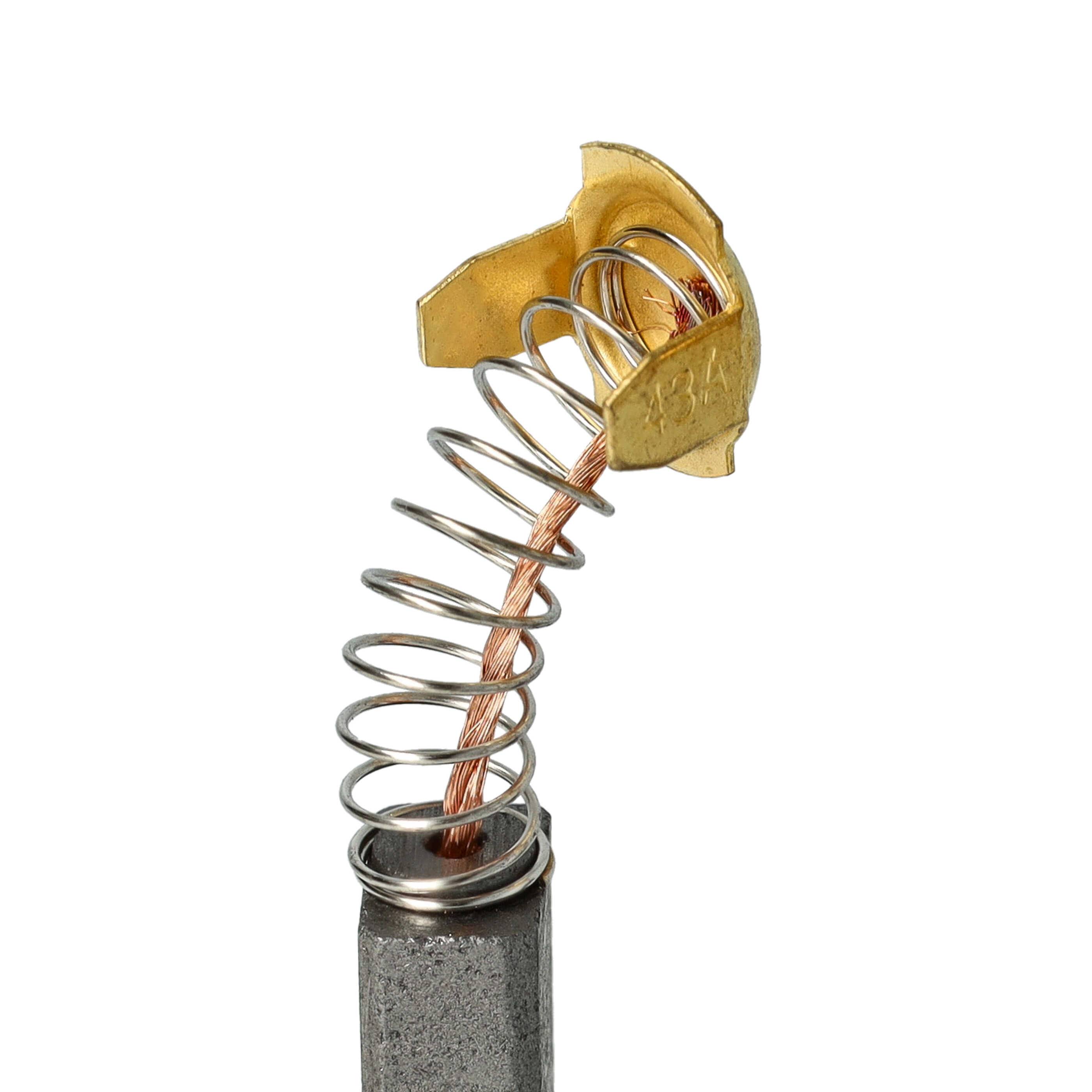Eine Kohlebürste mit einer Spiralfeder und Kupferdraht, wahrscheinlich für die Verwendung in einem Elektromotor zum Leiten von Elektrizität und zur Verringerung des Verschleißes.