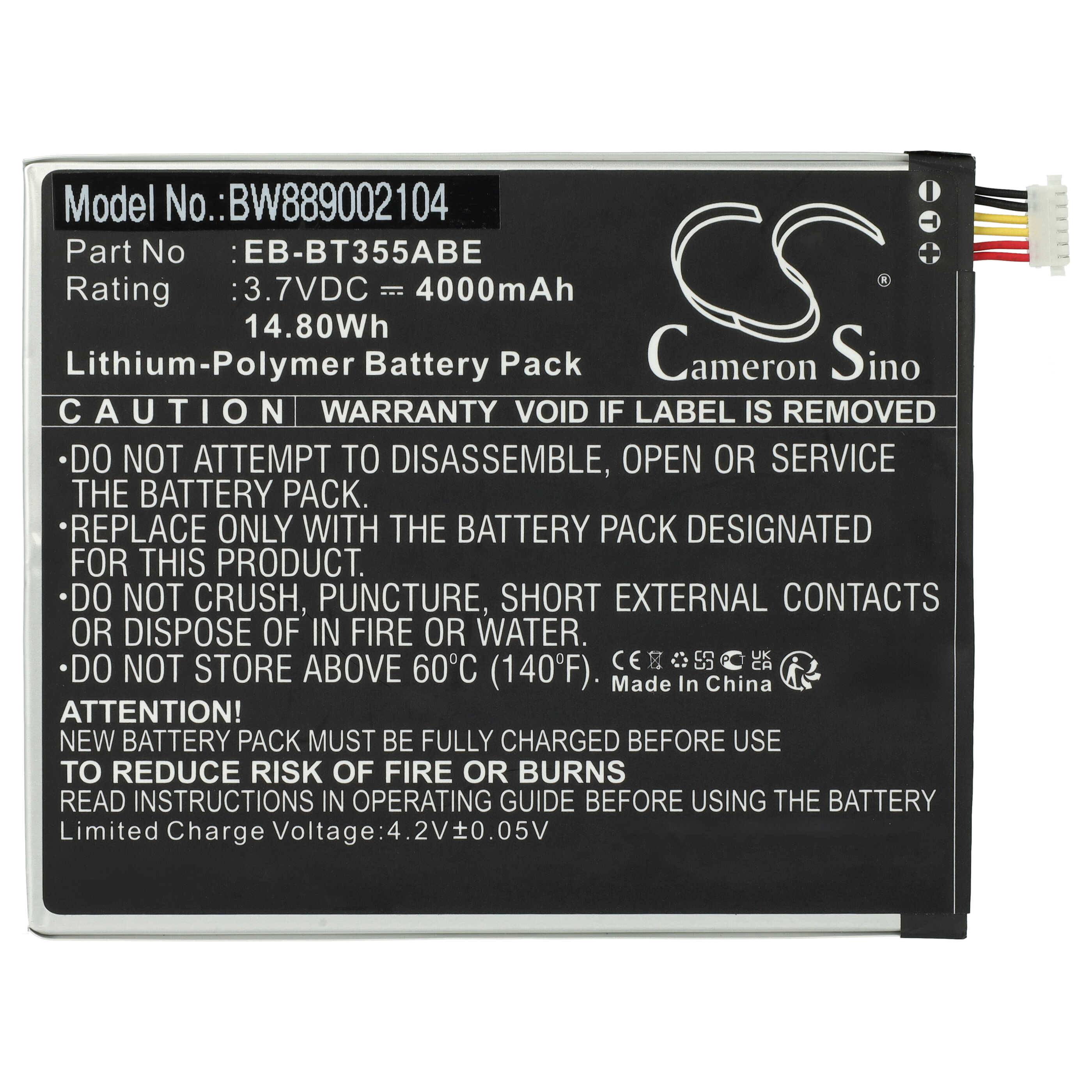 vhbw Akku kompatibel mit Samsung Galaxy TAB A 8.0 WI-FI, TAB A 8.0 SM-T355, TAB A 8.0 LTE Tablet Pad (4000 mAh, 3,7 V, Li-Polymer)