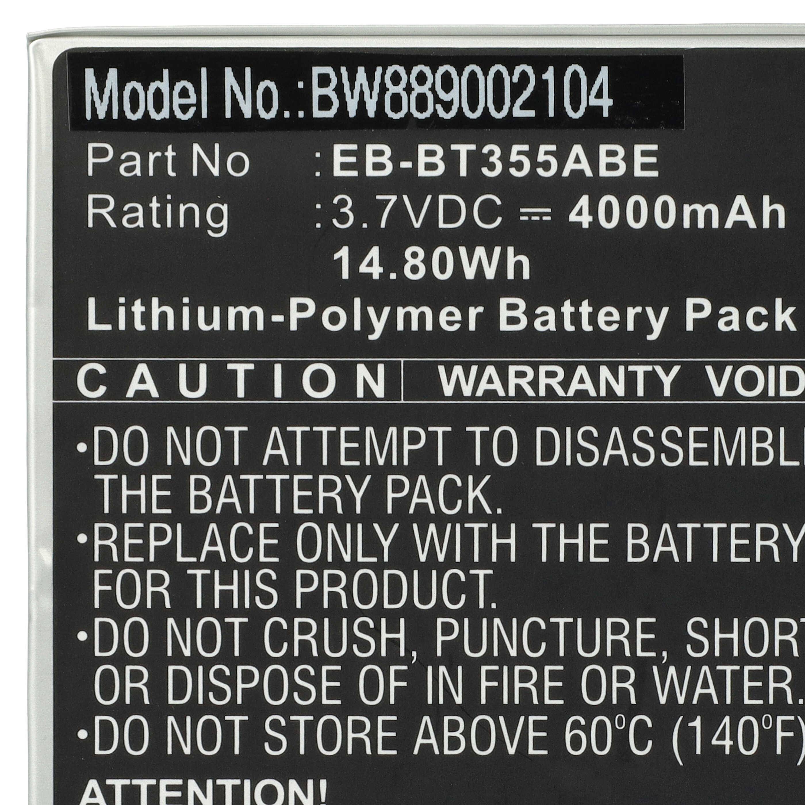 vhbw Akku Ersatz für Samsung EB-BT355ABE für Tablet Pad (4000 mAh, 3,7 V, Li-Polymer)