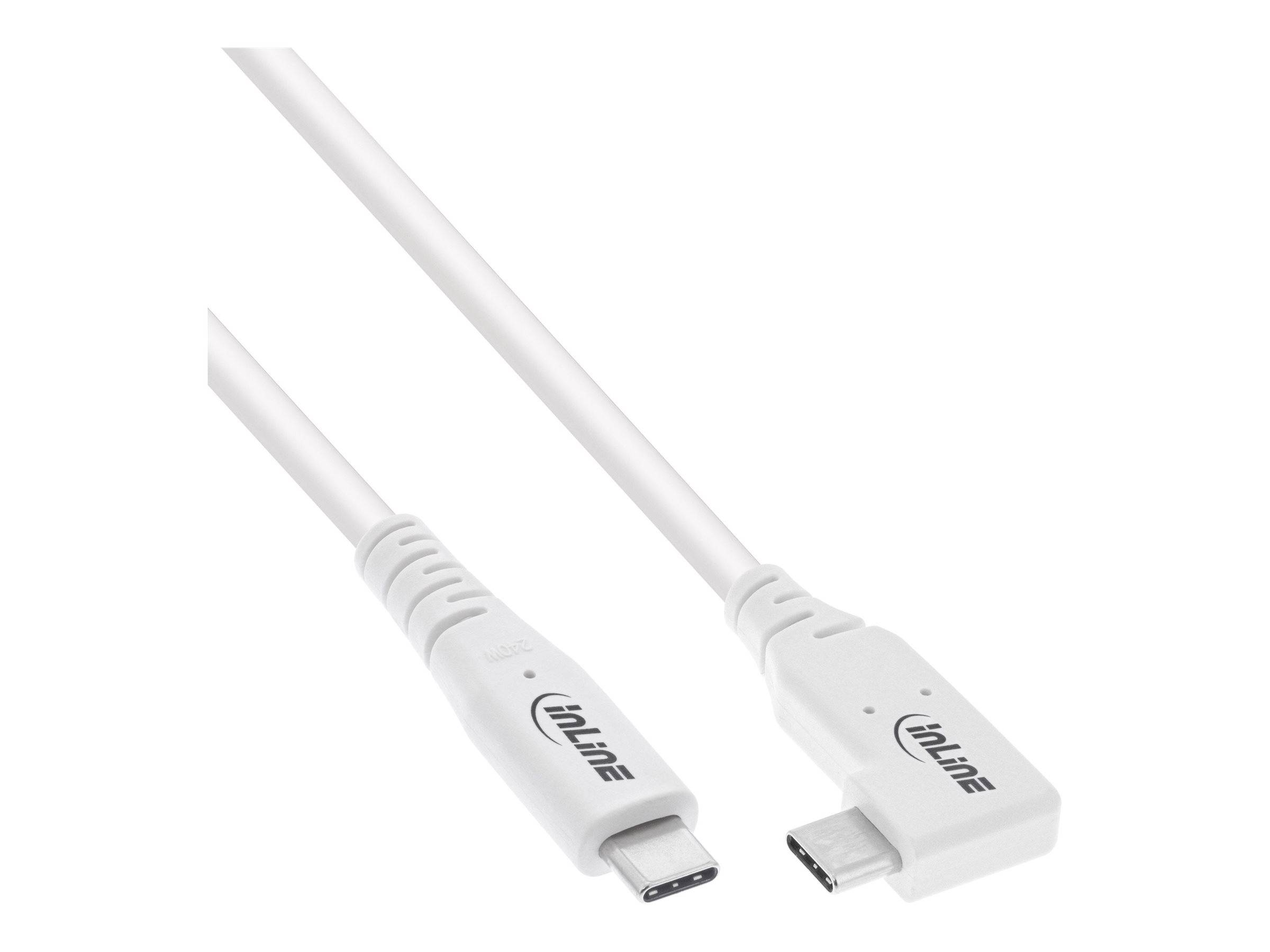 InLine USB4 Kabel - USB-C - einseitig gewinkelt - PD 240W - 8K60Hz - TPE - weiß