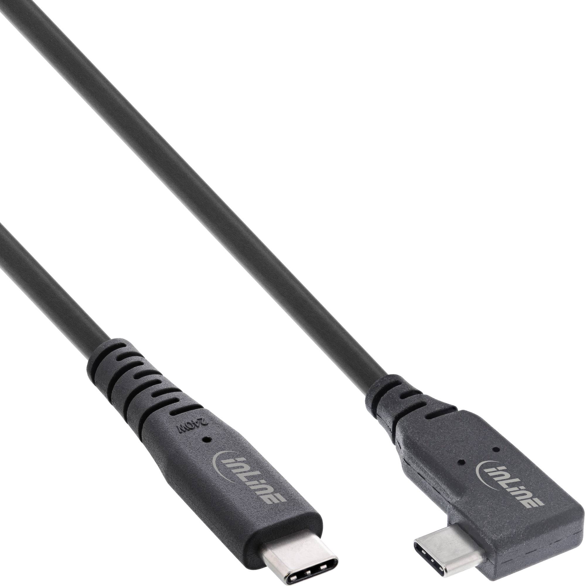 INLINE - USB4 Kabel - USB-C einseitig gewinkelt - PD 240W 8K60Hz - TPE schwarz - 0,5m