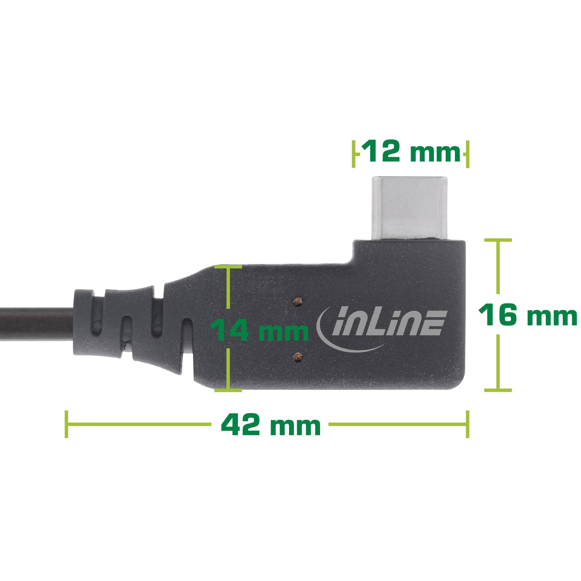 INLINE - USB4 Kabel - USB-C einseitig gewinkelt - PD 240W 8K60Hz - TPE schwarz - 1m