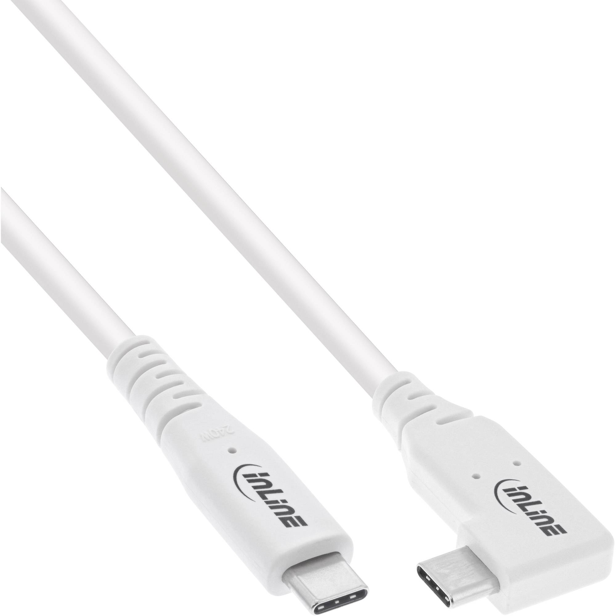 INLINE - USB4 Kabel - USB-C - einseitig gewinkelt - PD 240W - 8K60Hz - TPE - weiß - 1,5m