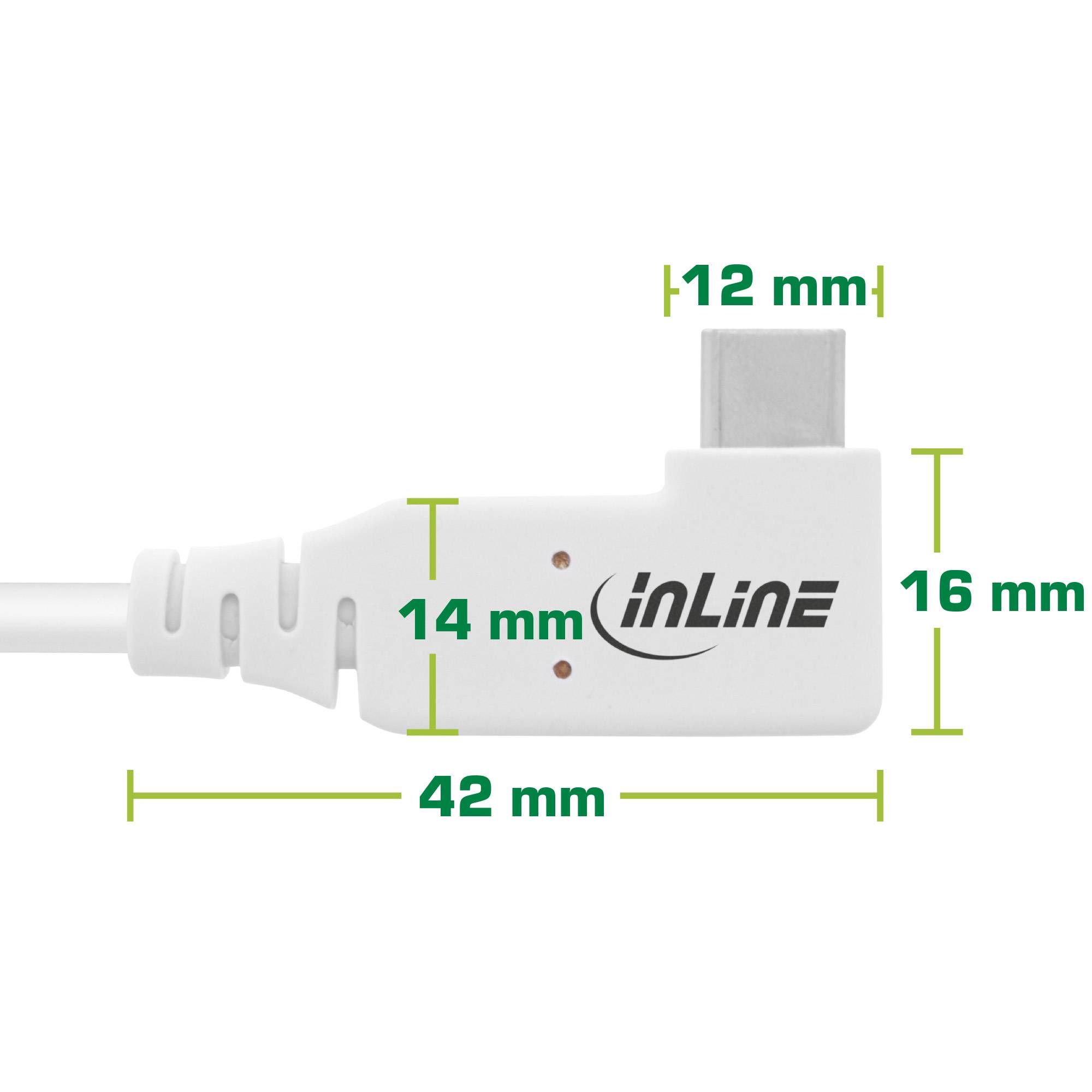 INLINE - USB4 Kabel - USB-C - einseitig gewinkelt - PD 240W - 8K60Hz - TPE - weiß - 2m