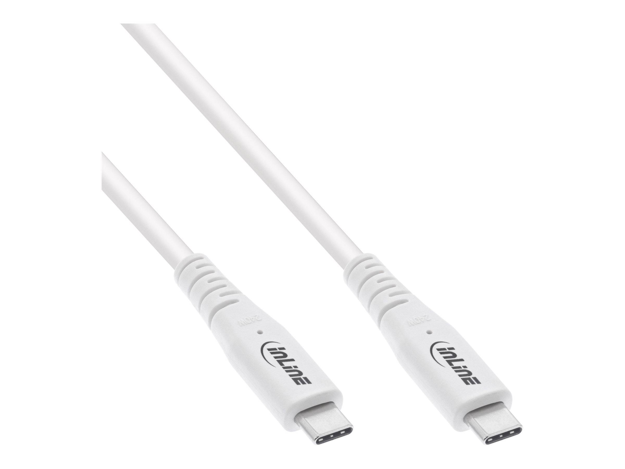 InLine USB4 Kabel USB-C Stecker/Stecker PD 240W 8K60Hz TPE weiß 2m Strom/Netzteil 2 m