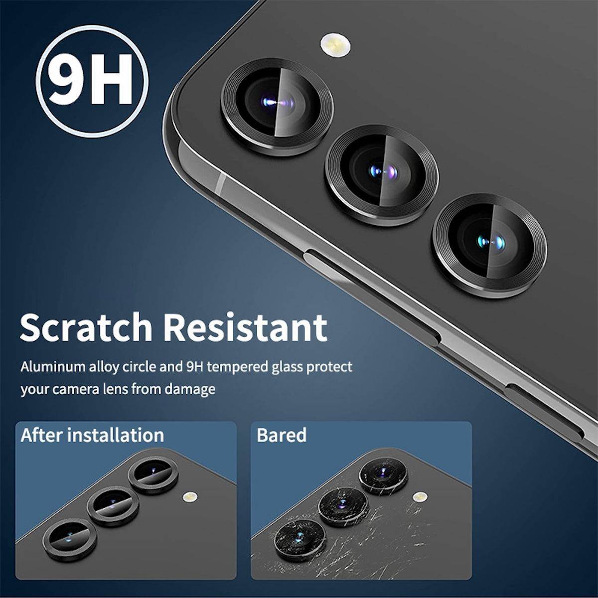 Für Samsung Galaxy A15 Aluminium Ring Kamera + H9 Hart Glas Grün