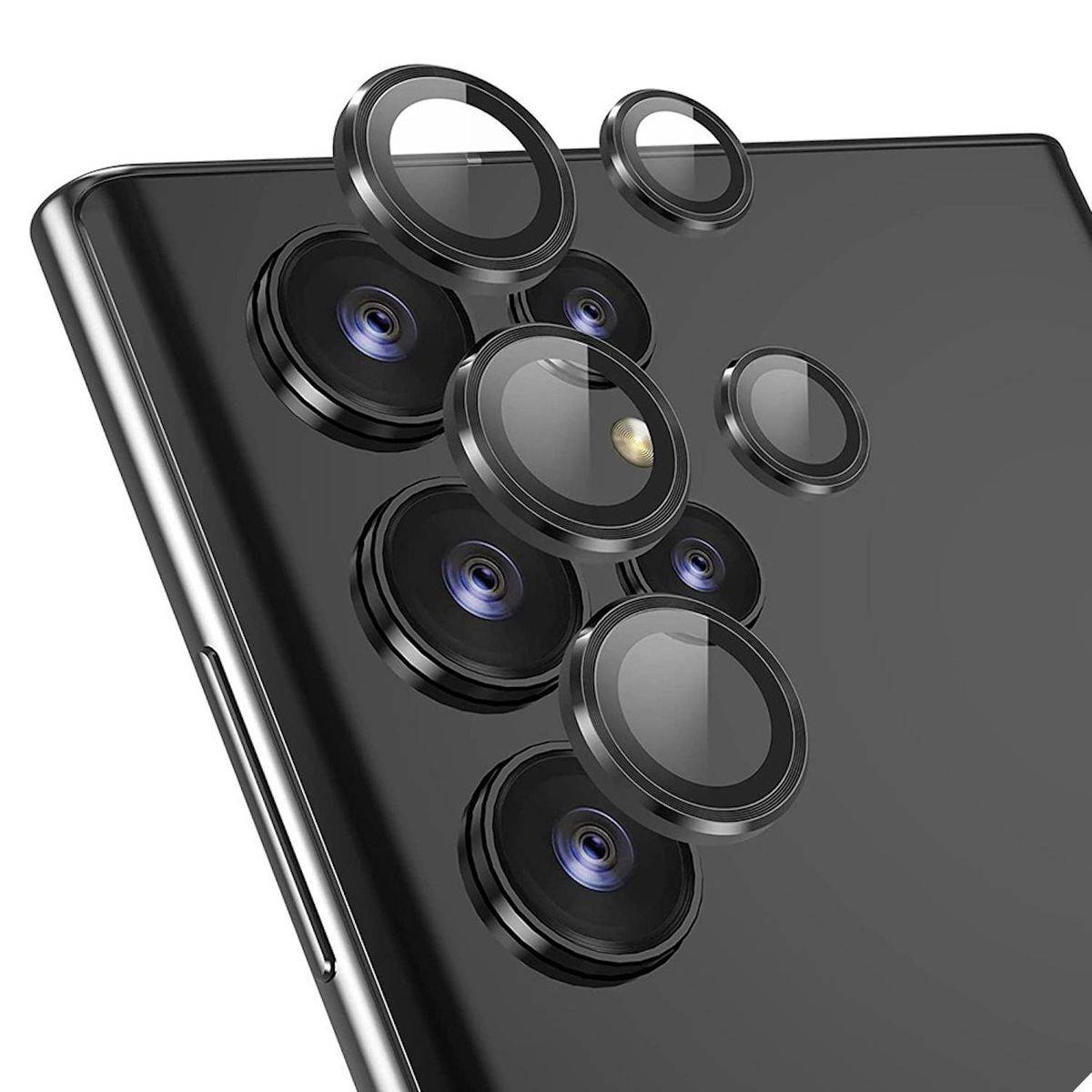 Für Samsung Galaxy S24 Ultra Aluminium Ring Kamera + H9 Hart Glas Schwarz