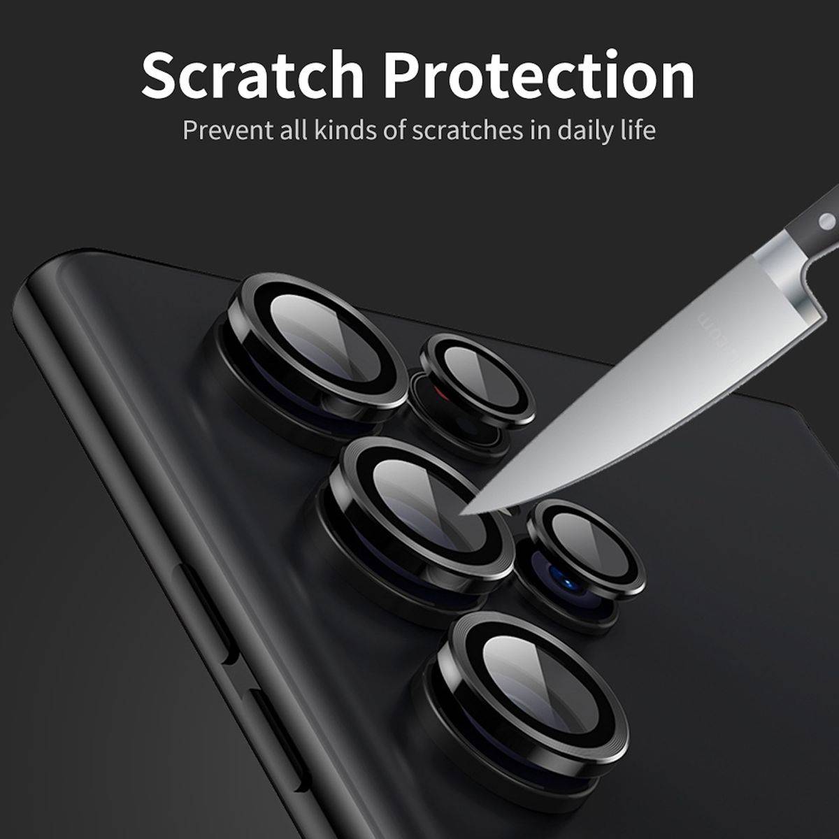 Für Samsung Galaxy S24 Ultra Aluminium Ring Kamera + H9 Hart Glas Schwarz