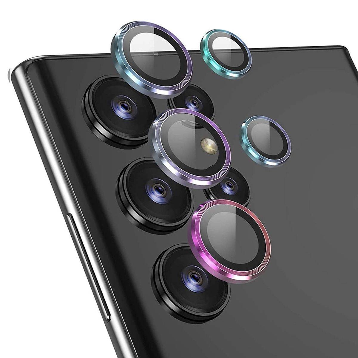 Für Samsung Galaxy S24 Ultra Aluminium Ring Kamera + H9 Hart Glas Bunt