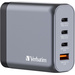 Verbatim GaN Charger 140 W, 4 Ports USB-C Ladegerät, Power Adapter mit 3 x USB-C und 1 x USB-A, Schnellladegerät