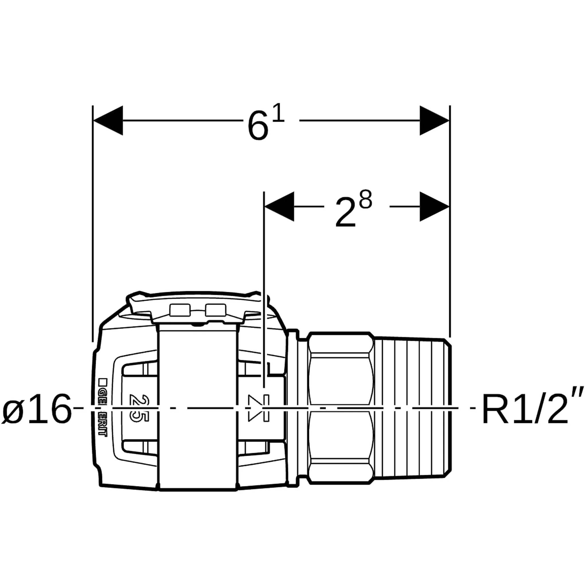 Geberit GE FlowFit, Übergang AG, SiBr, d16mm x R1/2, 1 Stk.