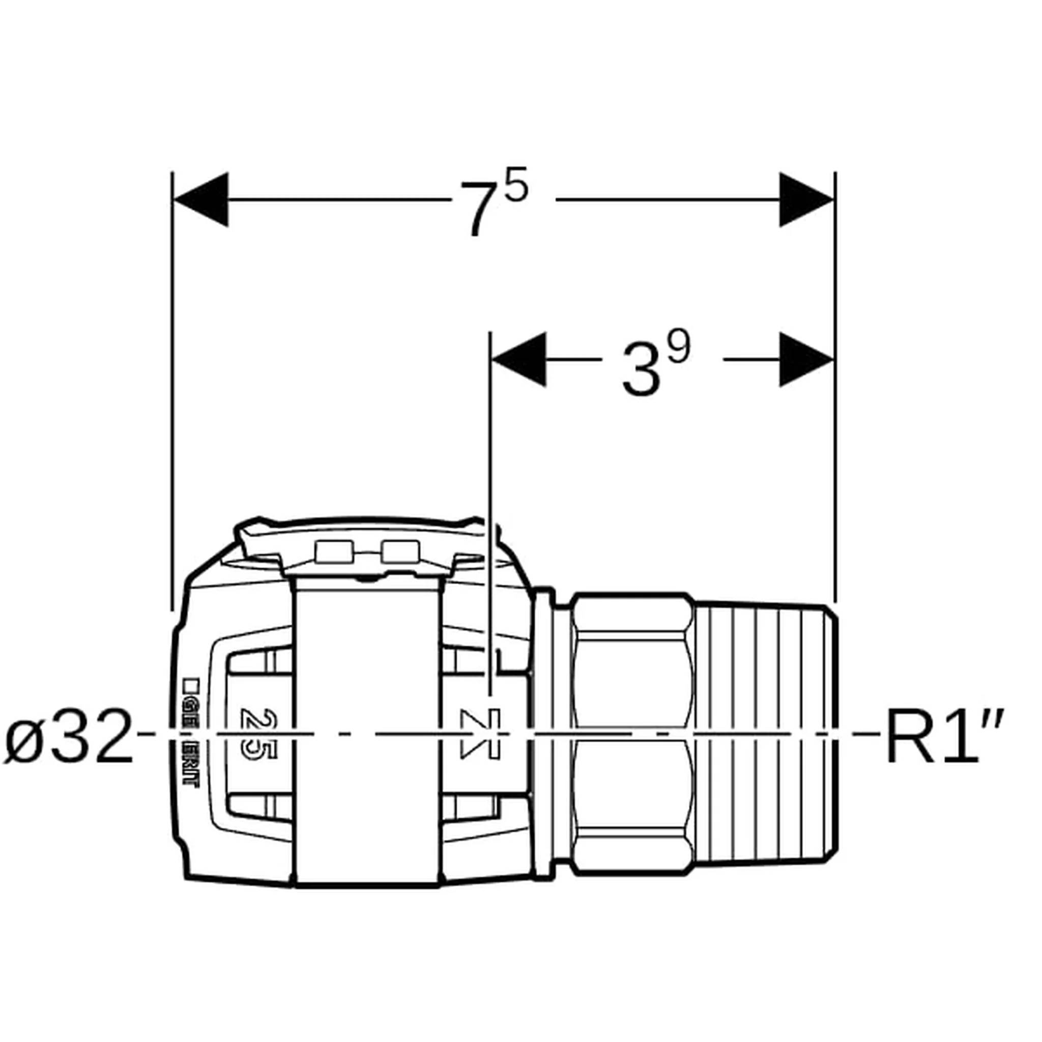 Geberit GE FlowFit, Übergang, AG, SiBr, d32mm x R1, 1 Stk.