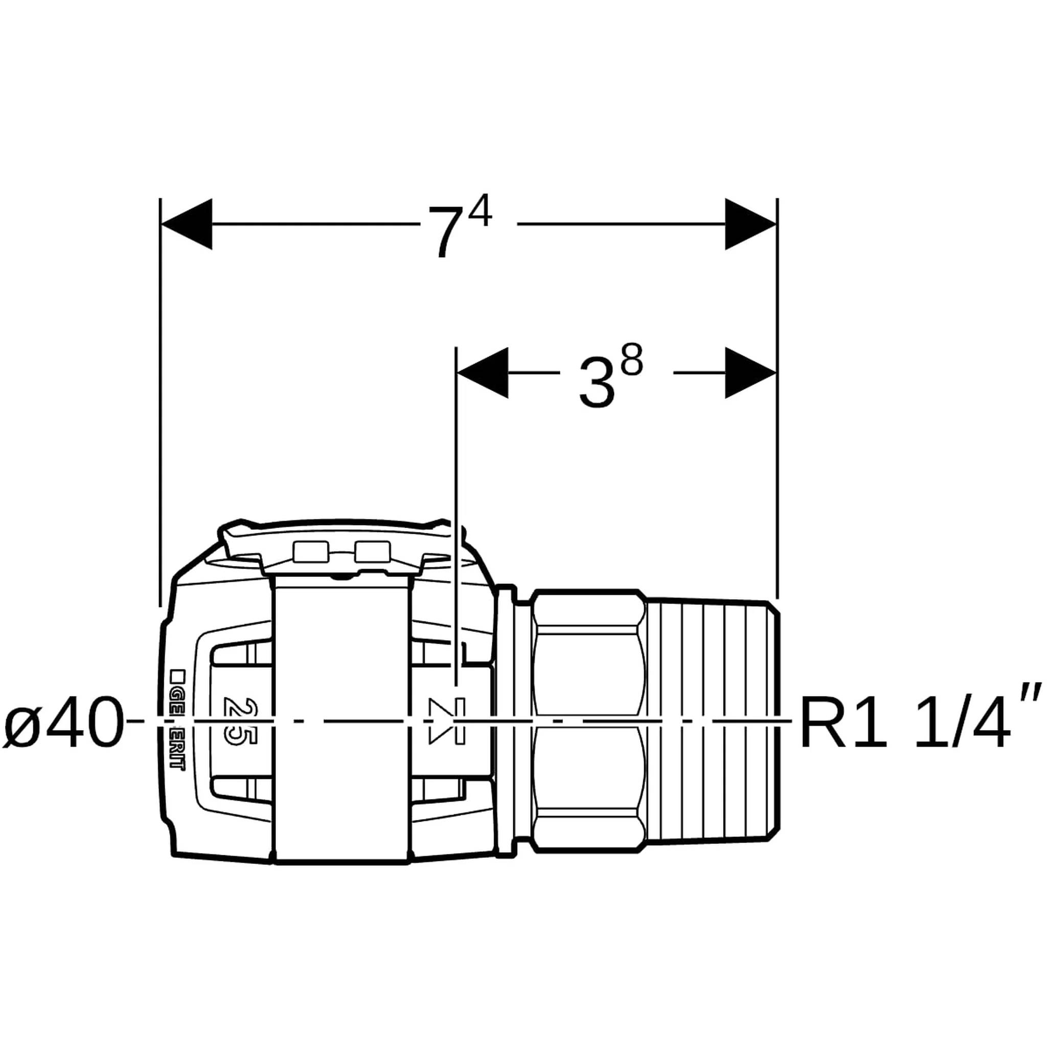Geberit GE FlowFit Übergang AG, SiBr, d40mm x R1 1/4, 1 Stk.