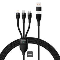 3in1 USB-Kabel Baseus Flash Series 2, USB-C + micro USB + Lightning, 100W, 1,2m (schwarz)