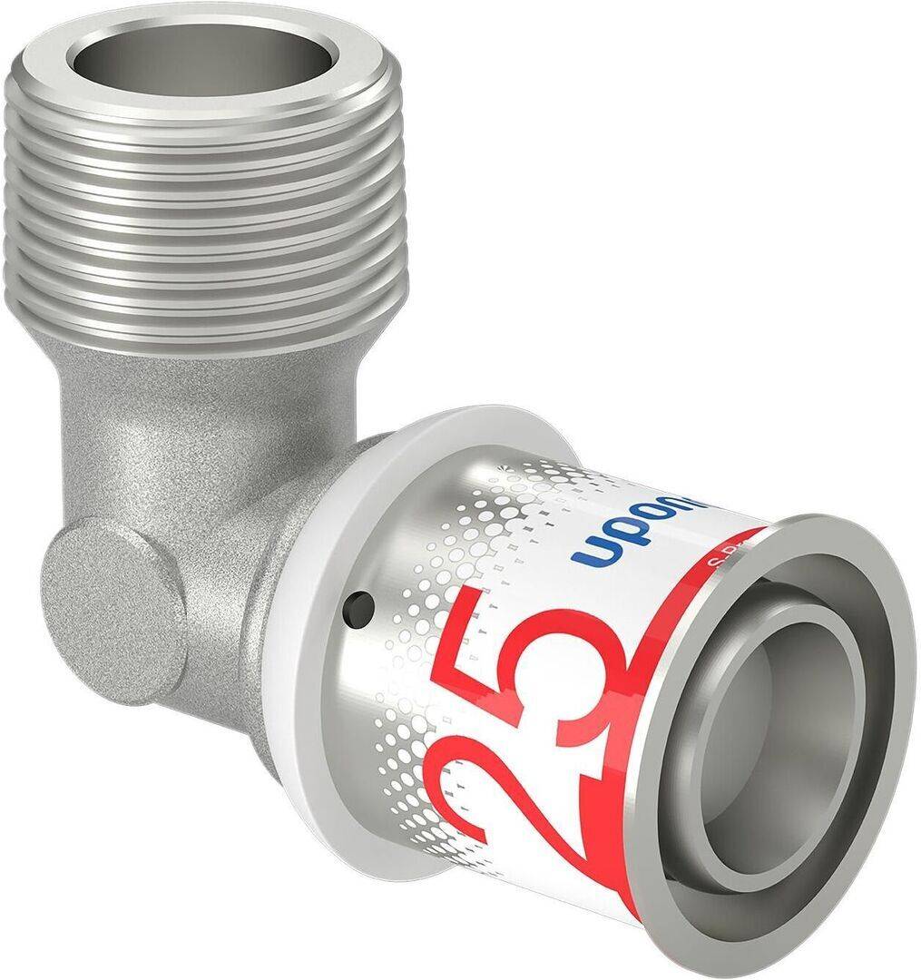 Uponor Winkelnippel S-Press PLUS aus Messing, verzinnt 25mmx3/4 AG