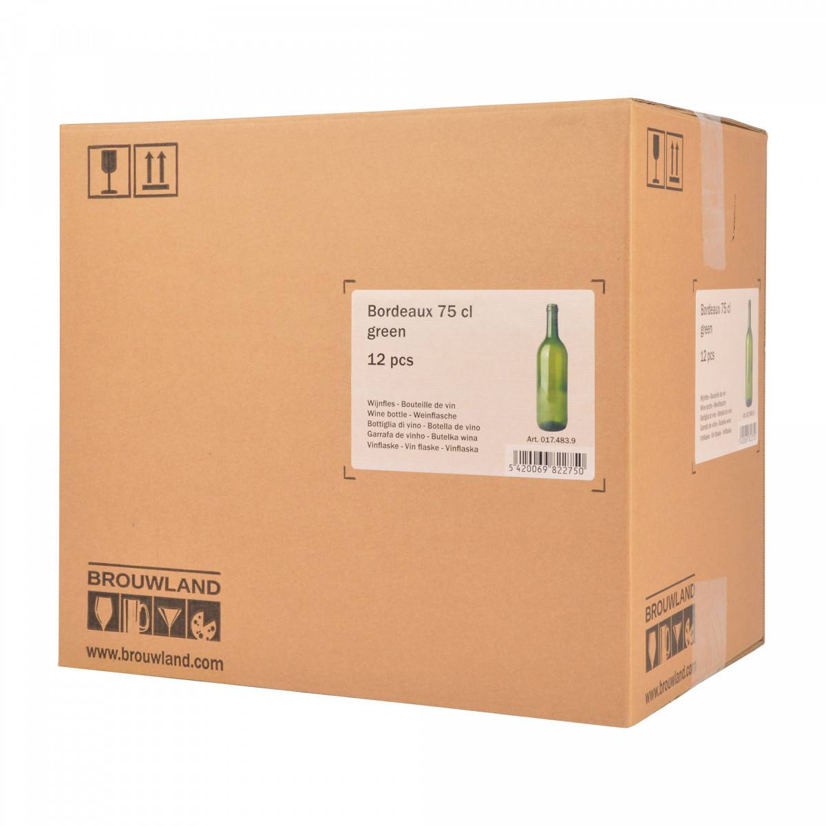Weinflasche Bordeaux 75 cl, Karton 12 St., Farbe:grün