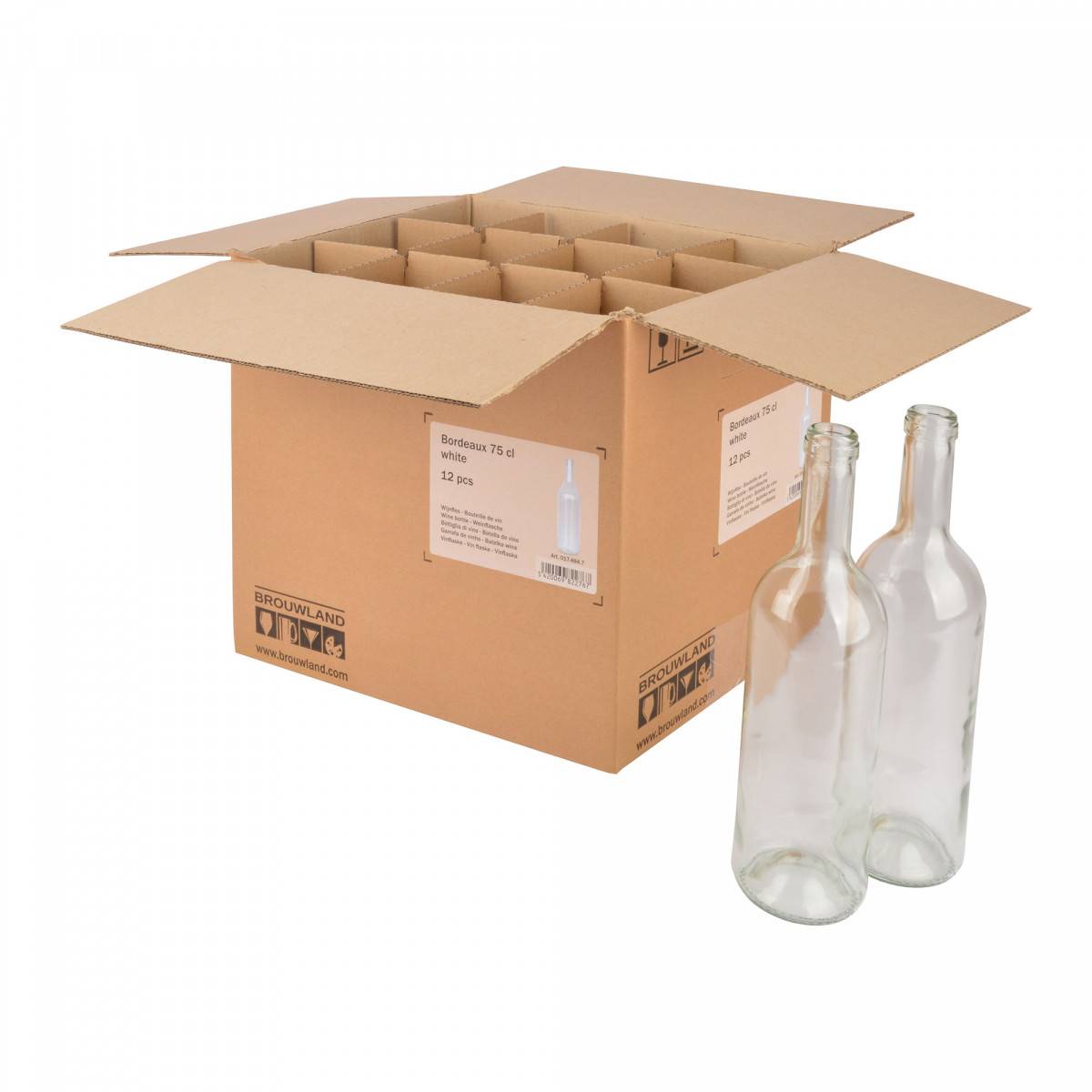 Weinflasche Bordeaux 75 cl, Karton 12 St., Farbe:weiss
