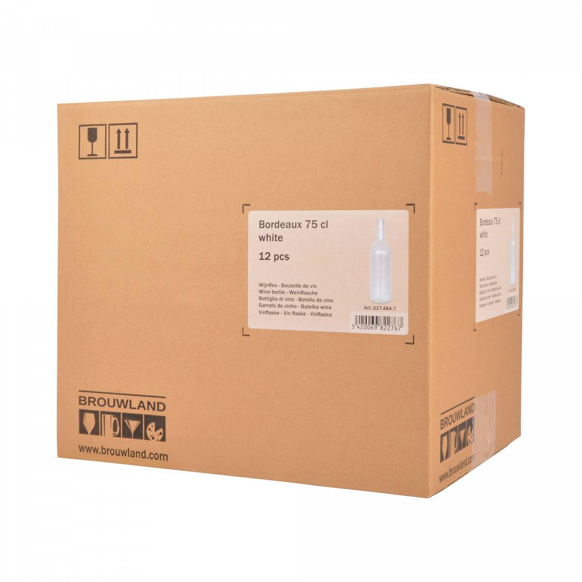 Weinflasche Bordeaux 75 cl, Karton 12 St., Farbe:weiss
