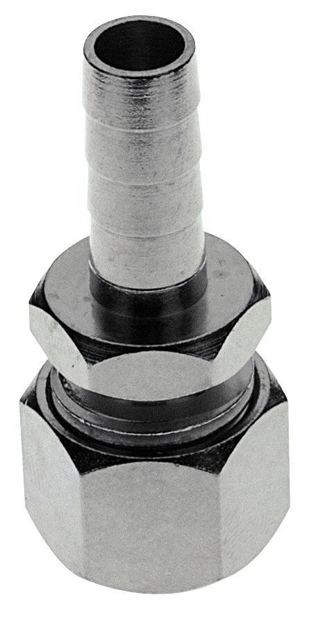 Quetschverschraubung, Compression fitting - Edelstahl, mit Schlauchtülle für Bierschlauch NW 7 mm