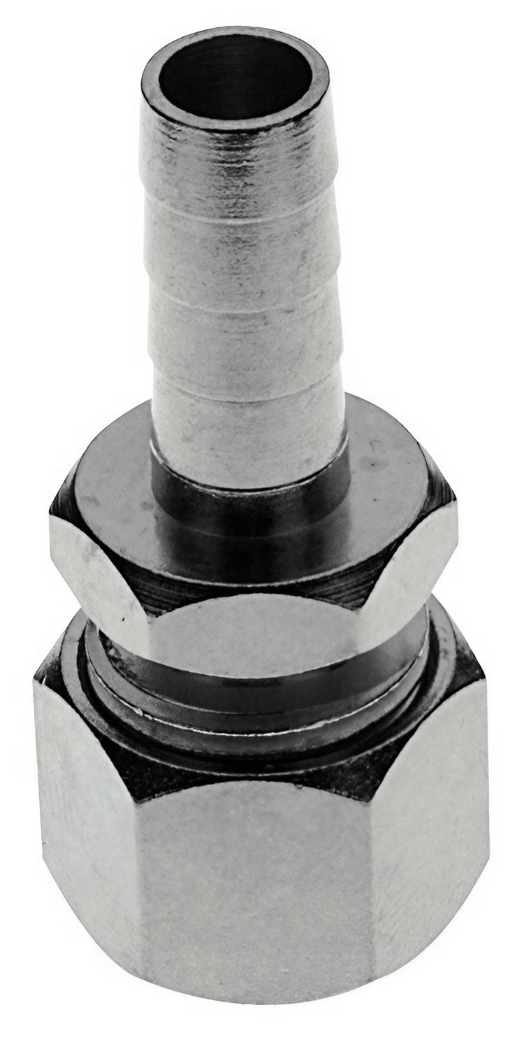 Quetschverschraubung, Compression fitting - Edelstahl, mit Schlauchtülle für Bierschlauch NW 7 mm