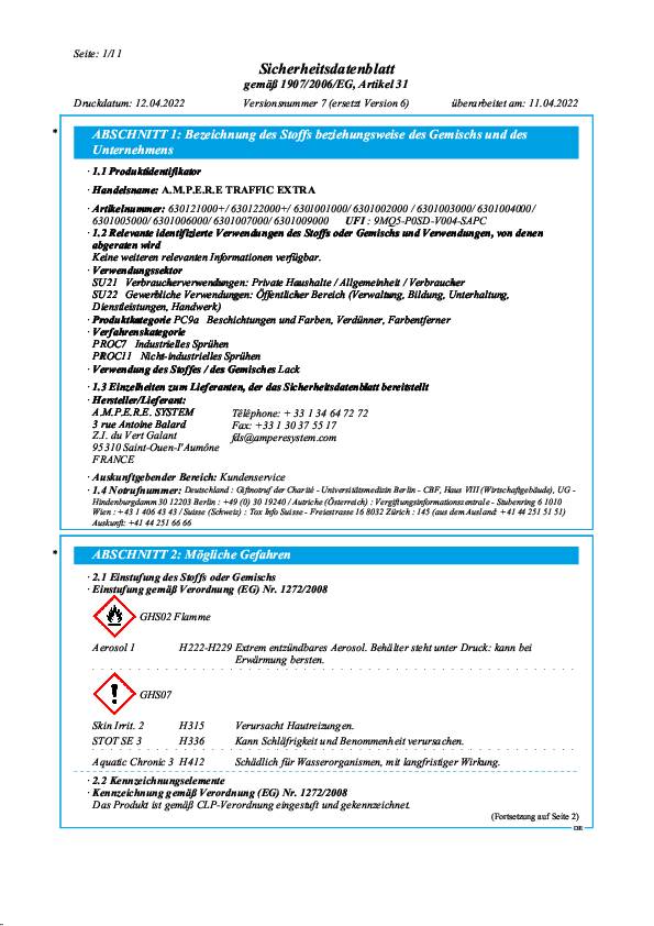 Bodenmarkierspray Traffic Extra Paint XL 750ml weiß AMPERE