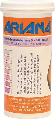 ARIANA Industrie GmbH Messstäbchen TRGS 611 Nitrat-Gehalt 0-500 mg/l 100 St.Dose ARIANA 0292052