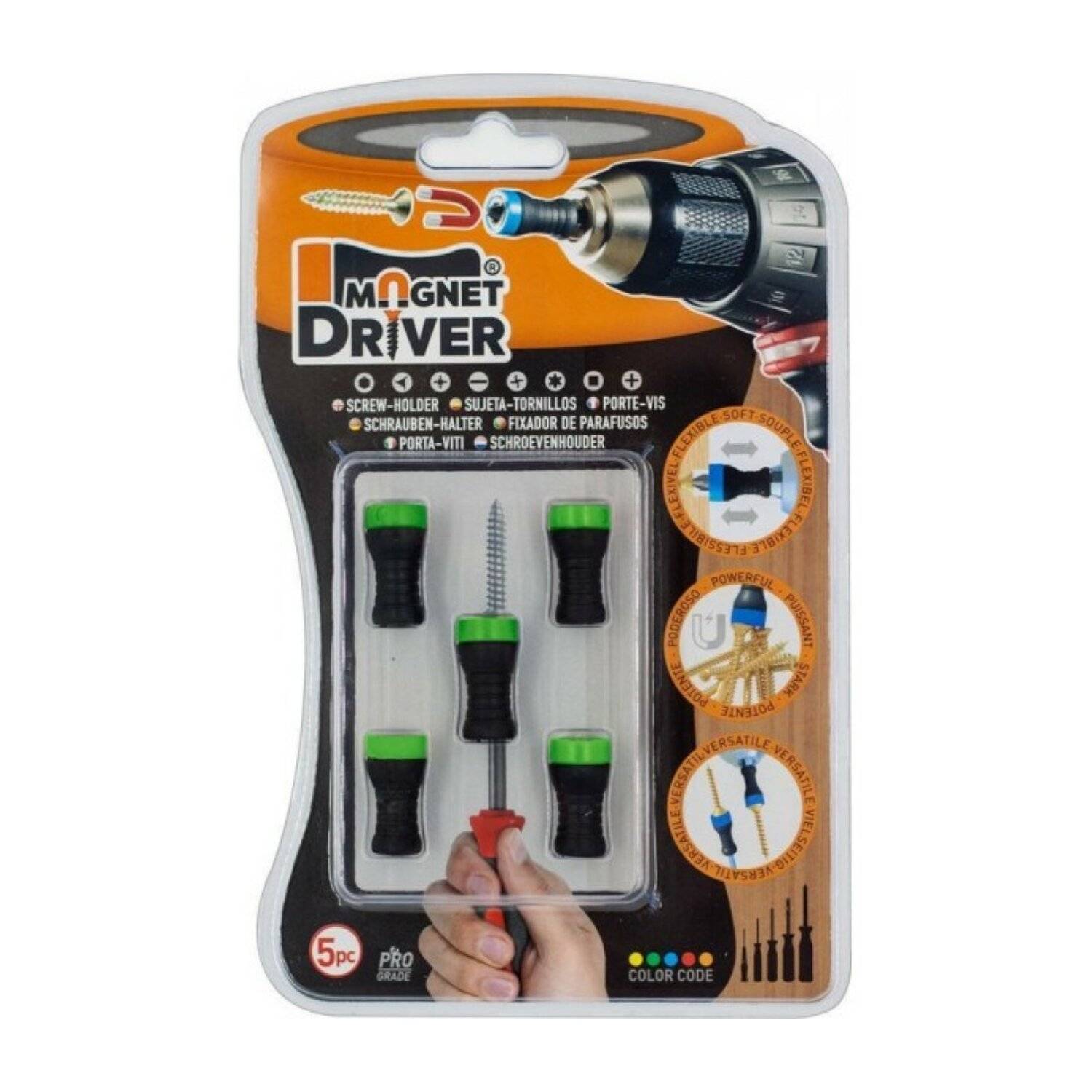 Magnet Driver B50 5-Teiliger Schraubenhalter in Schwarz/Grün geeignet für alle Schraubendreher