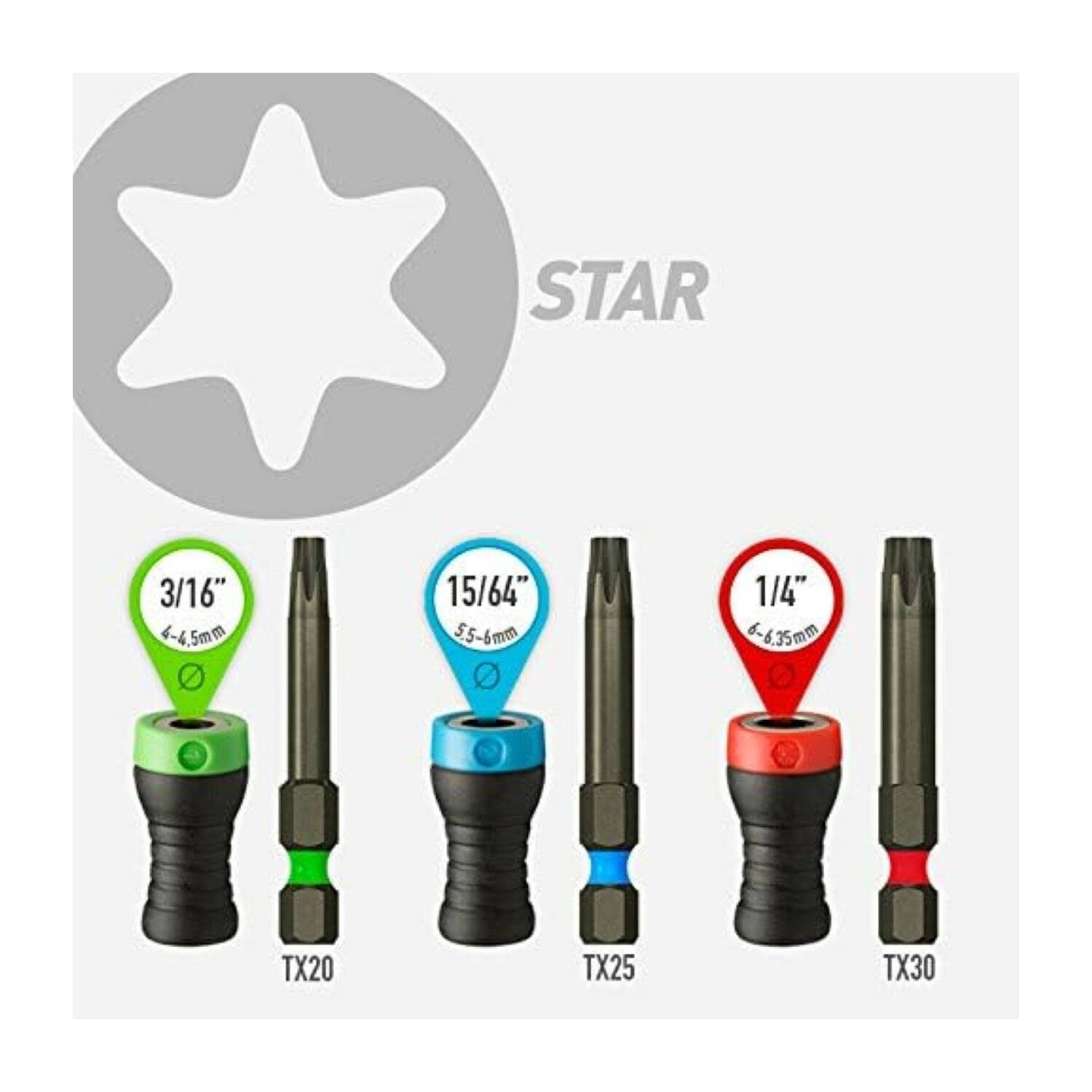 Bithalter magnetisch Magnet Driver® B33 Star, einem Blister mit 3 Bits Star und 3 Magnet Driver Magnetischer Bithalter