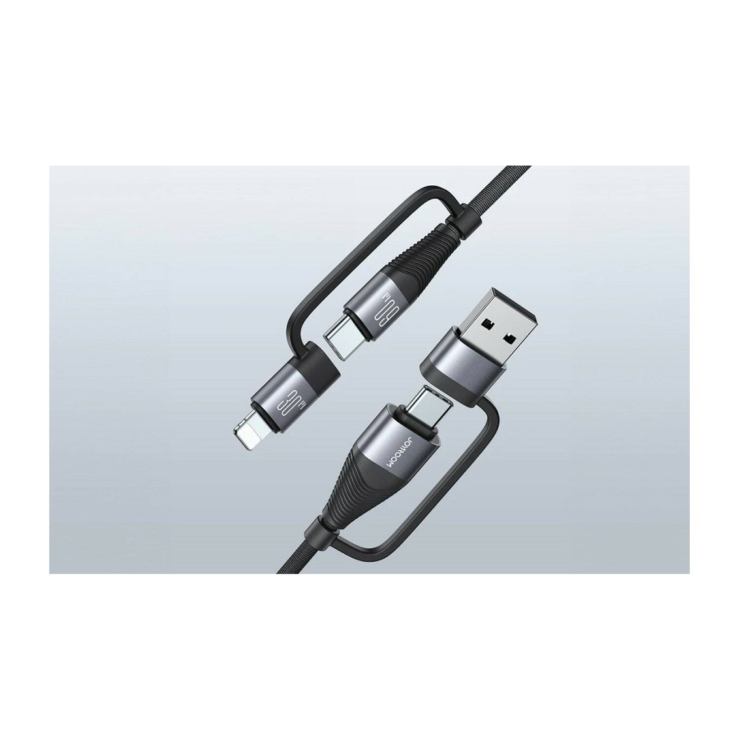 4in1 Kabel Joyroom SA37-2T2 2x USB Typ-C 1x iPhone 1x USB-A , 60W, 1,2m schwarz