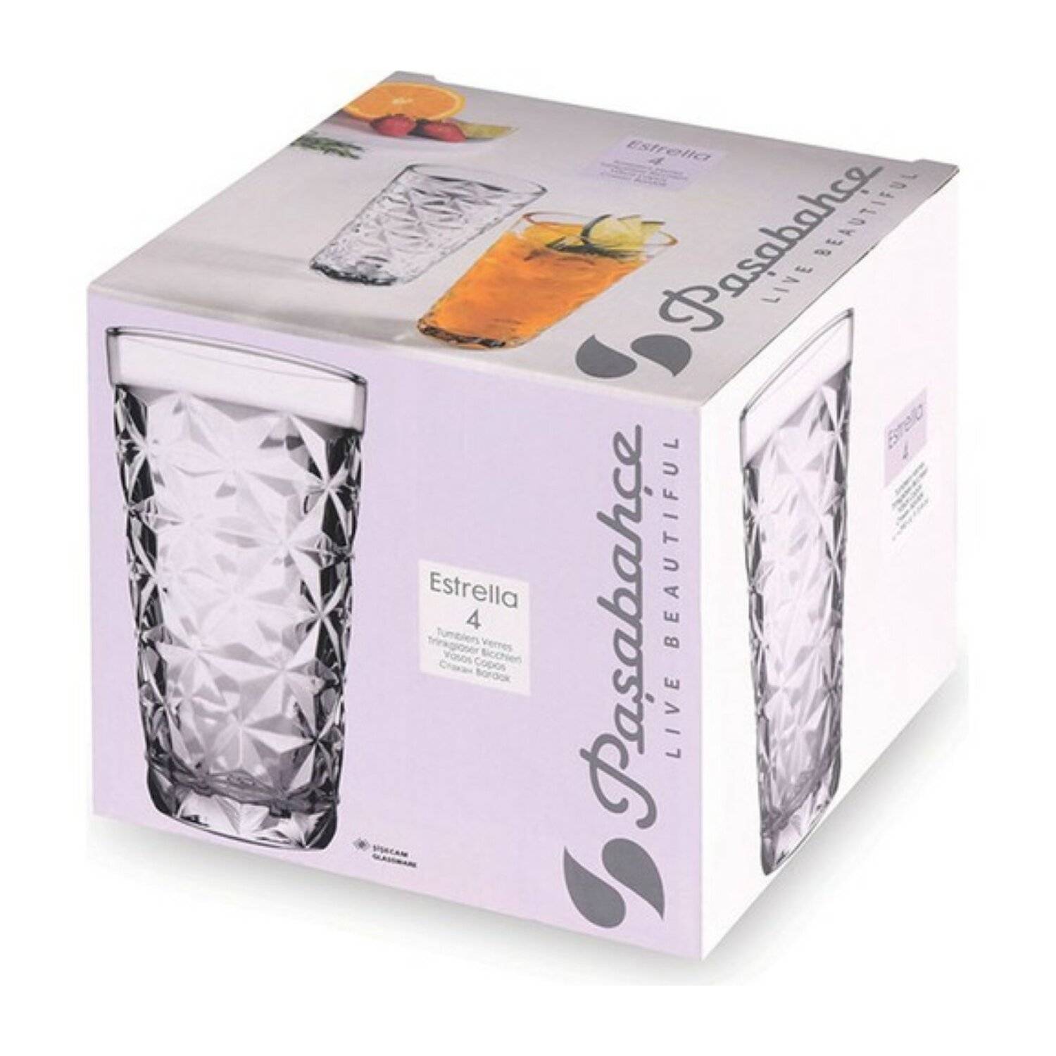 Pasabahce 4-teiliger Trinkgläser-Set Longdrinkgläser Softtrinkglas 285 ml Transparent Kristall-Look