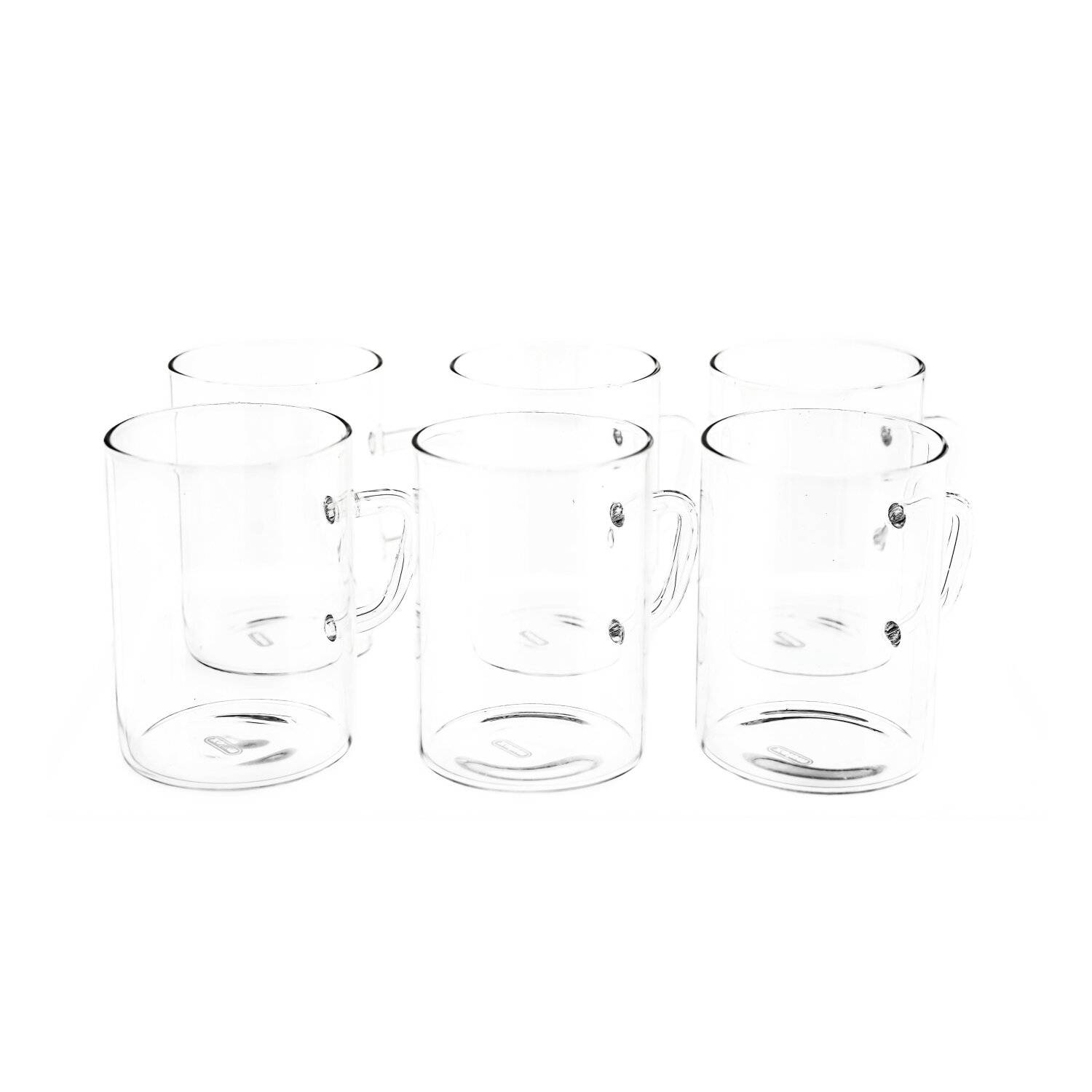 Mulex 6 Teiliger Glas-Set mit Henkel für Tee, Kaffee, Säfte oder Wasser Allzweckgläser 260 ml