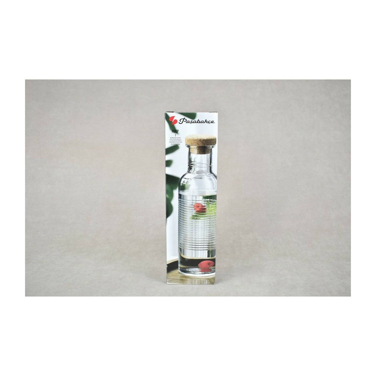 Pasabahce HOOP Flasche aus Glas mit einem Bambusdeckel Transparent 1 Liter