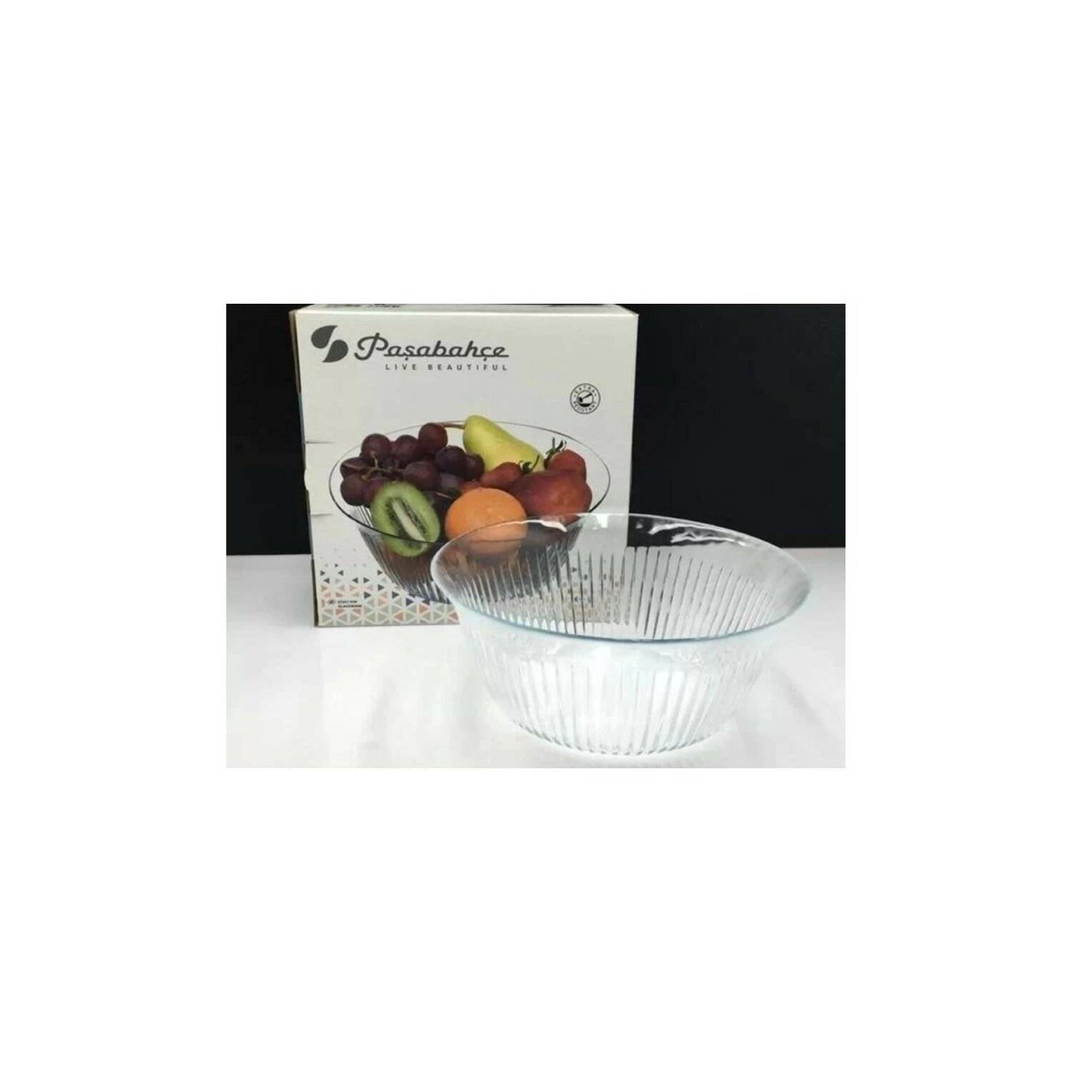 Pasabahce Schale aus Glas Transparent rund 24 cm Obstschüssel, Salatschüssel
