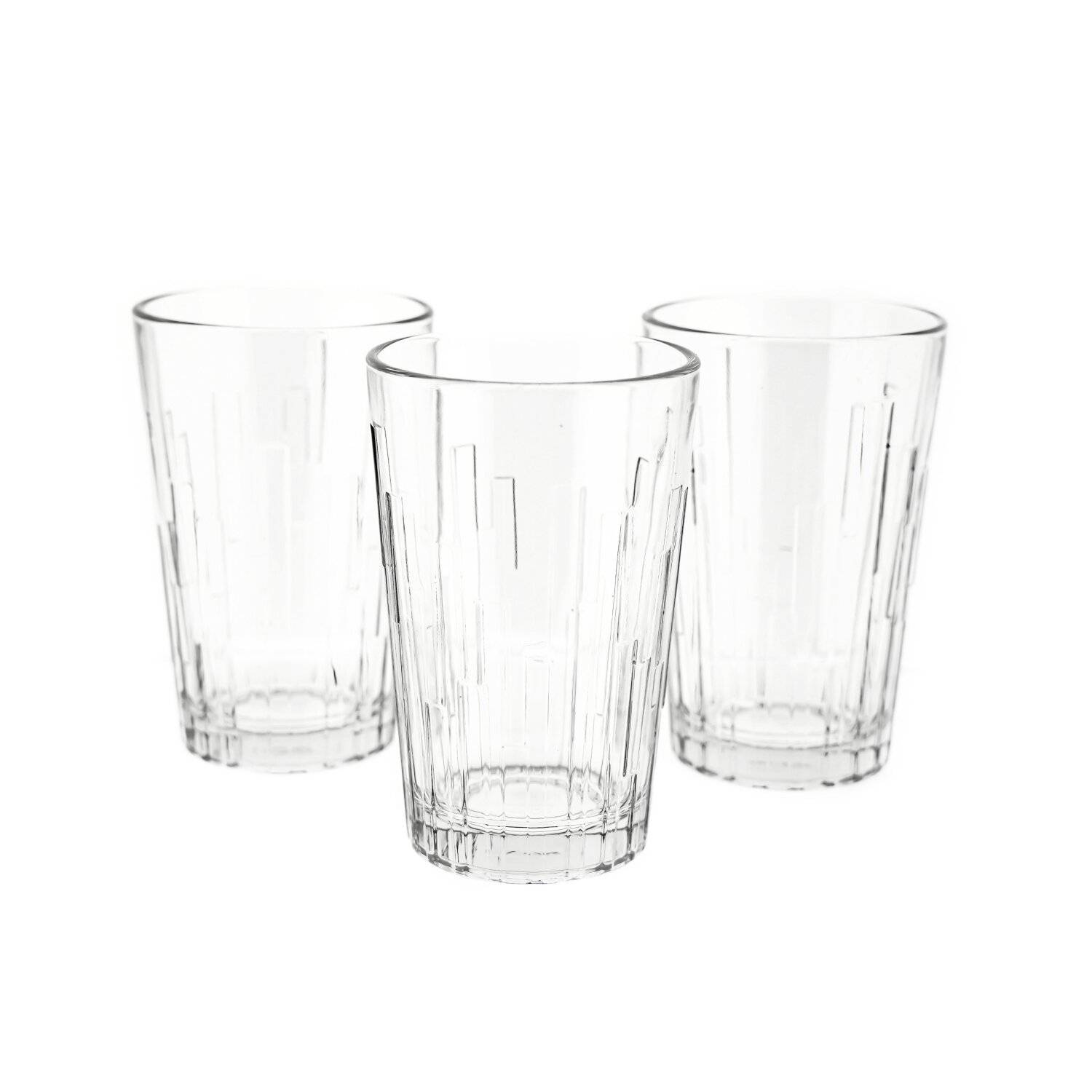 Pasabahce Scala 3er Gläser-Set Wassergläser Trinkgläser Saftgläser 330 ml Transparent mit Muster