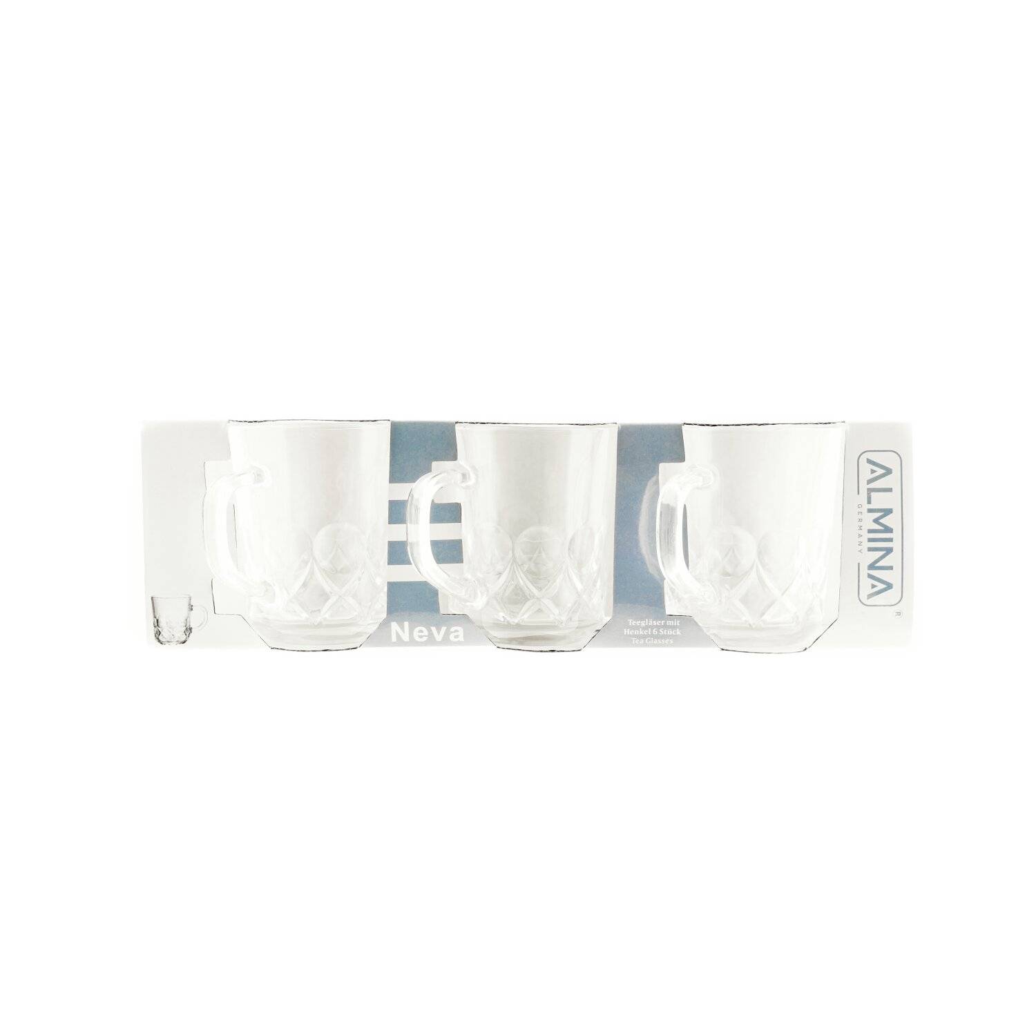 Almina Neva 6er Gläser-Set für Tee, Kaffee 230 ml Transparent mit Muster
